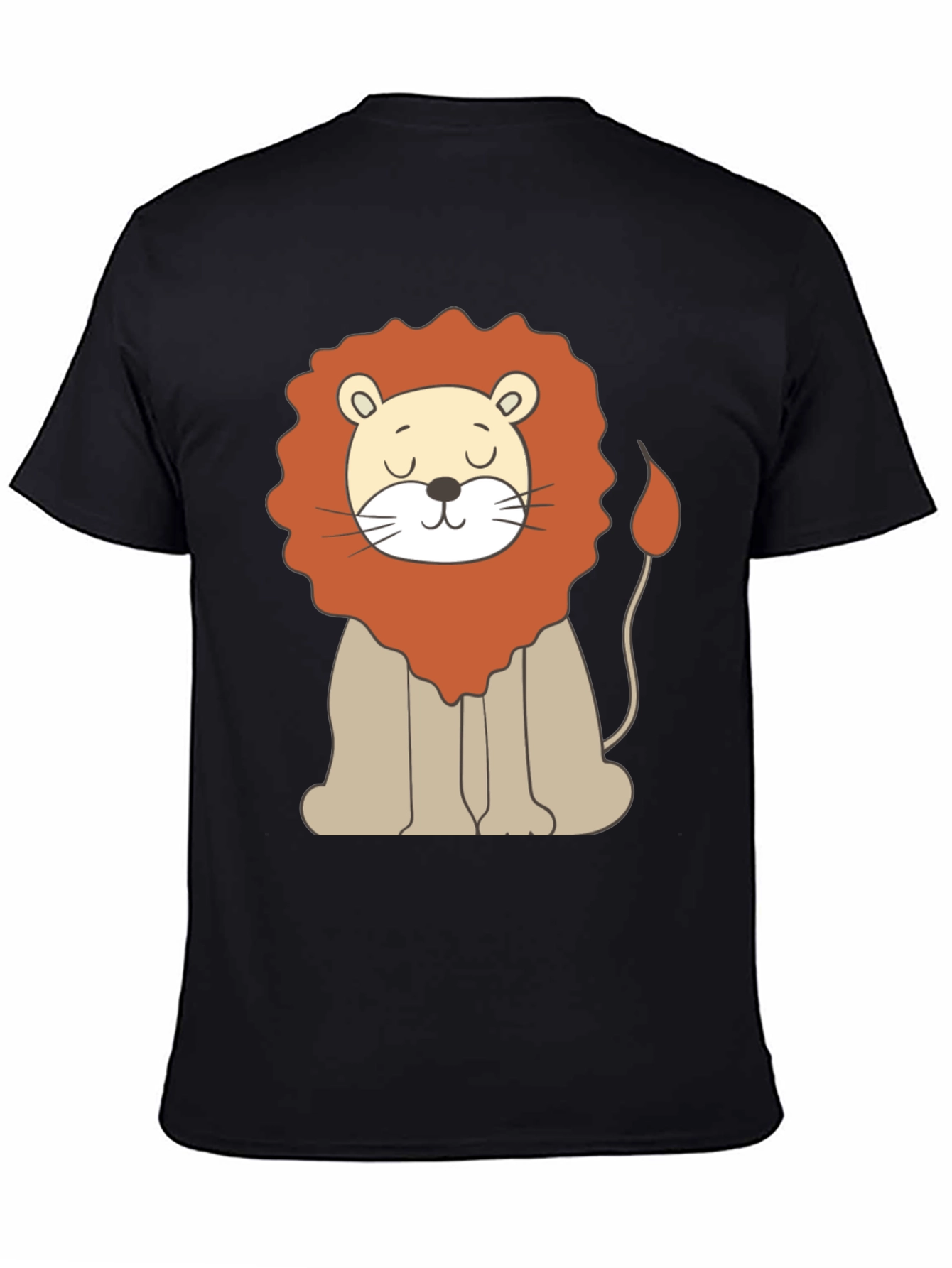 Cute Cartoon Lion Graphic Black T-Shirt