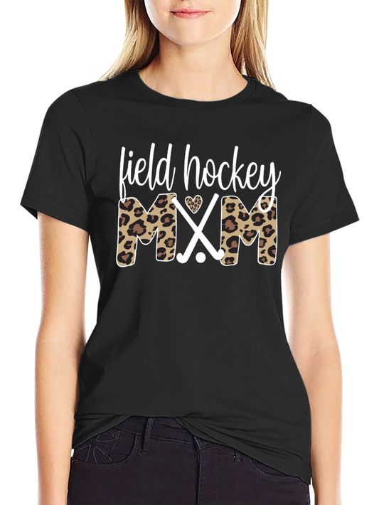 Field Hockey Mom Leopard Print T-Shirt