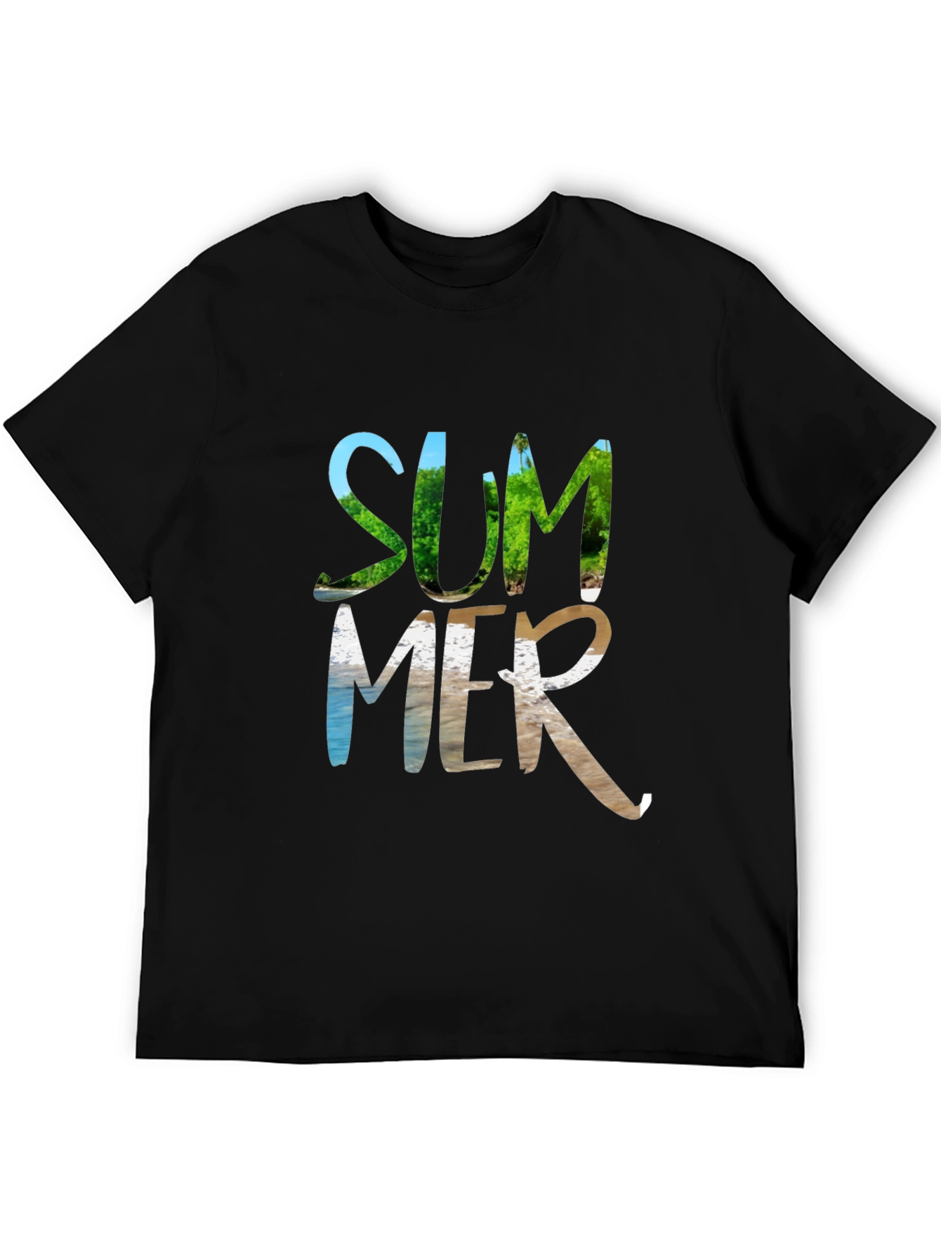 Summer Themed Graphic Tee - Black