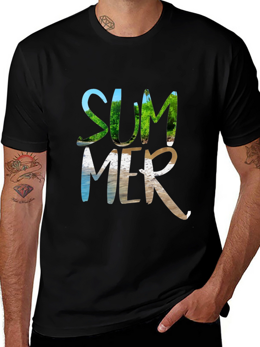 Summer Themed Graphic Tee - Black
