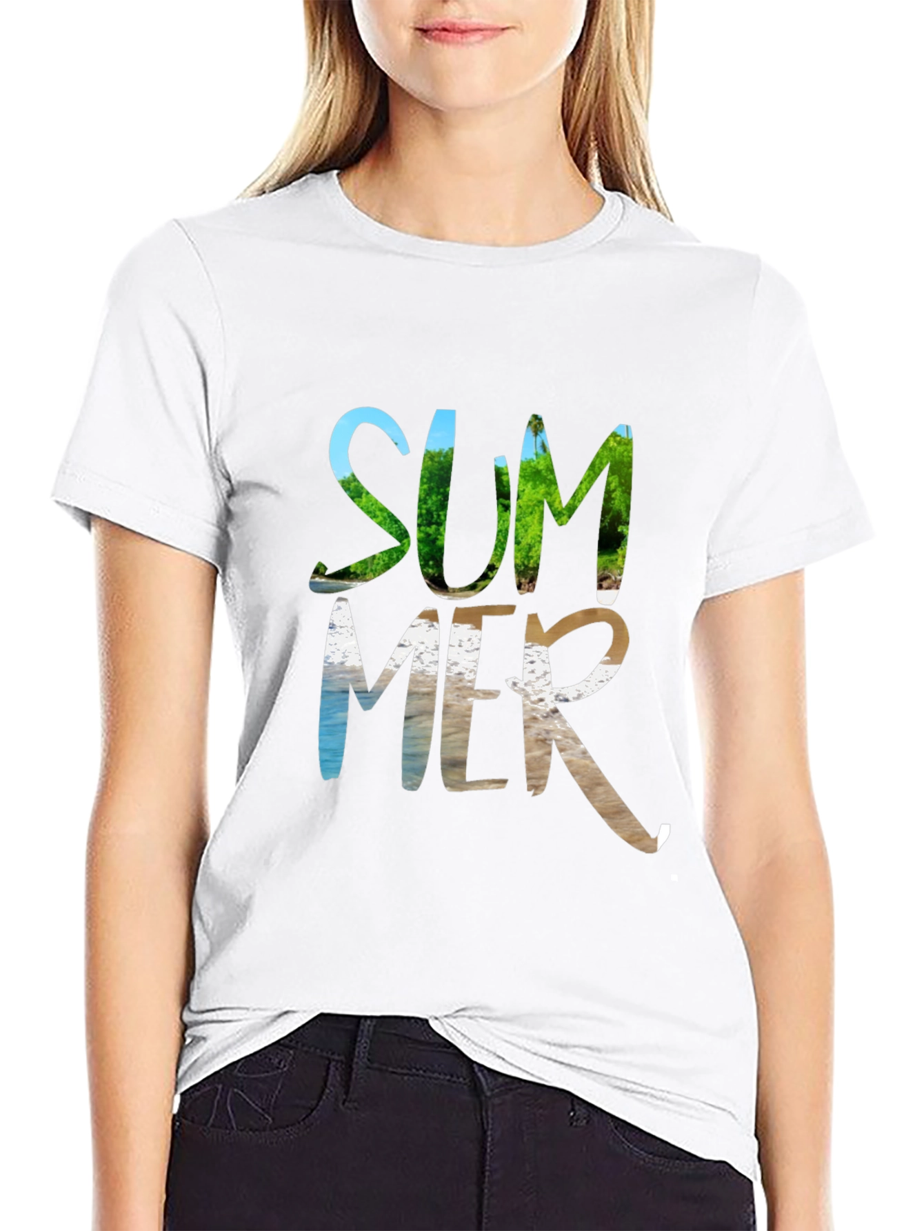 Summer Themed Graphic Tee - Black