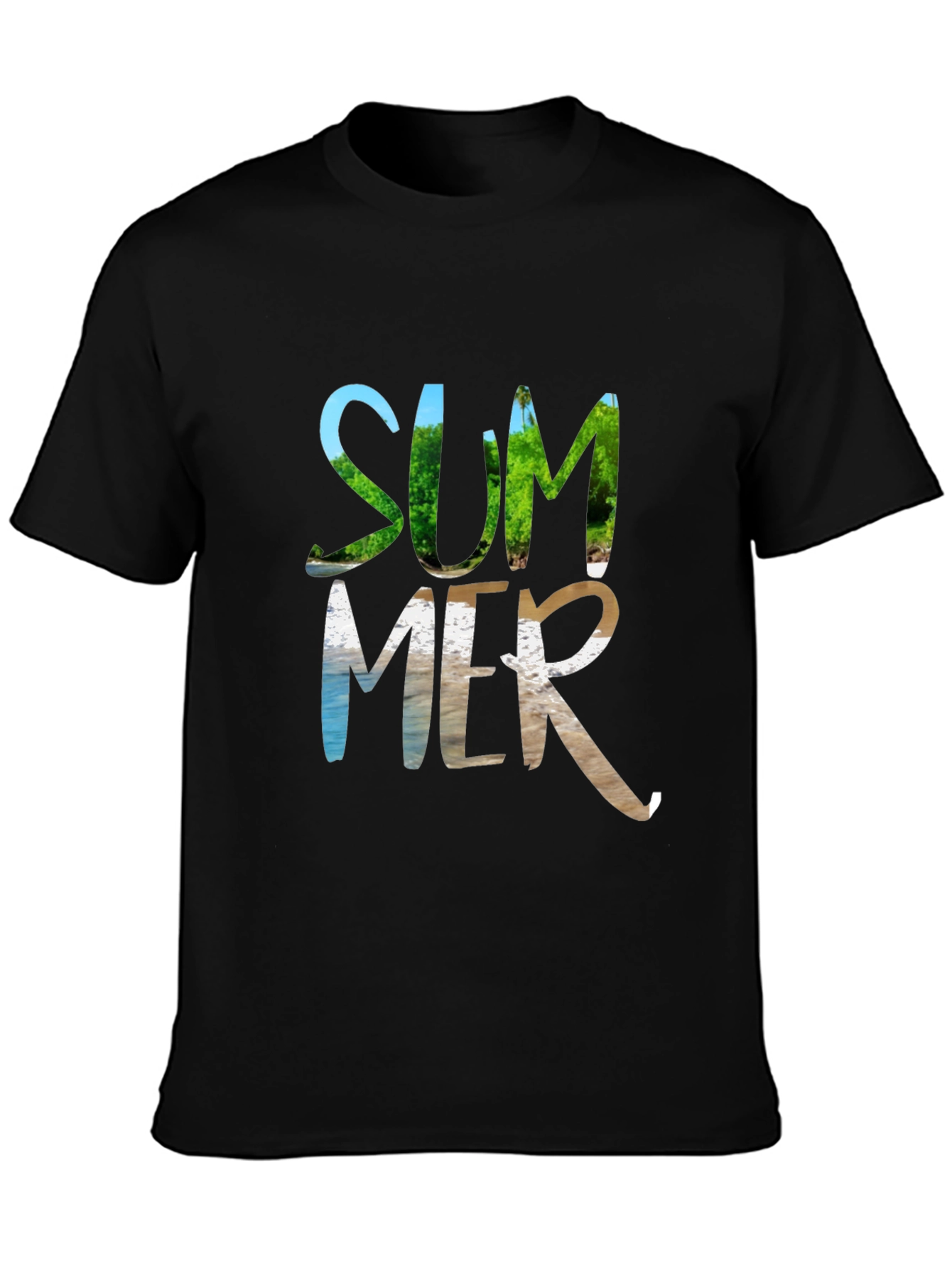 Summer Themed Graphic Tee - Black