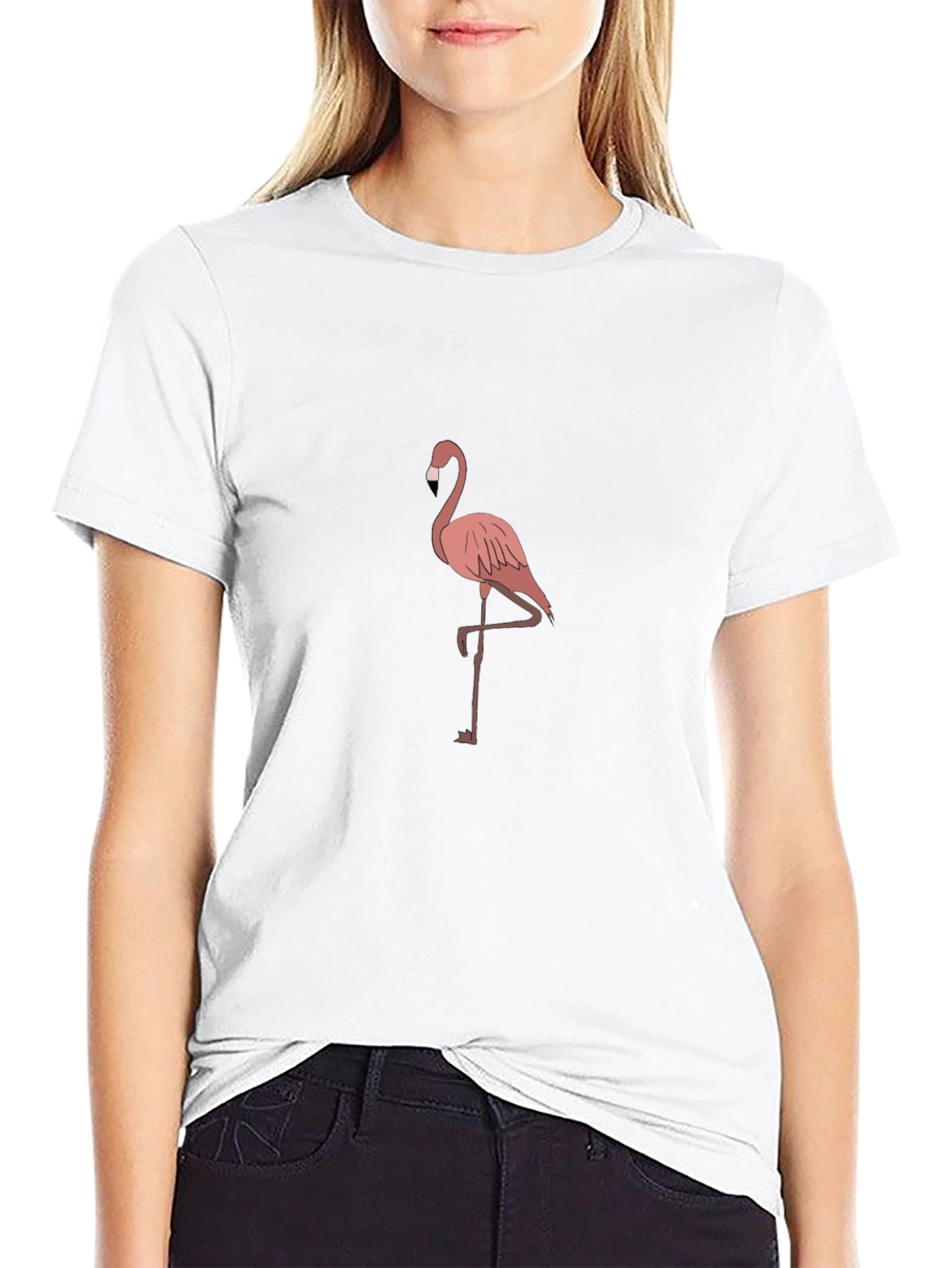 Flamingo Graphic Tee - Black Casual T-Shirt