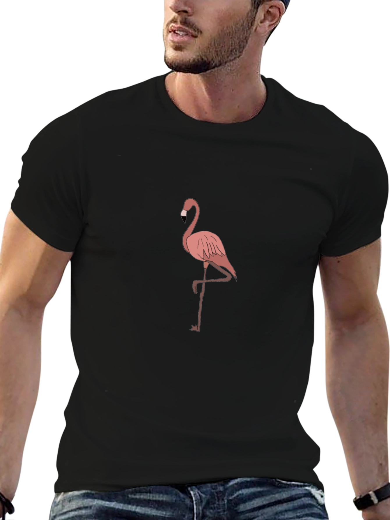 Flamingo Graphic Tee - Black Casual T-Shirt