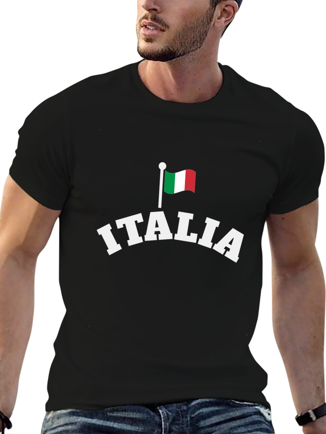 Italia Flag Graphic Tee - Black Italian Pride T-Shirt