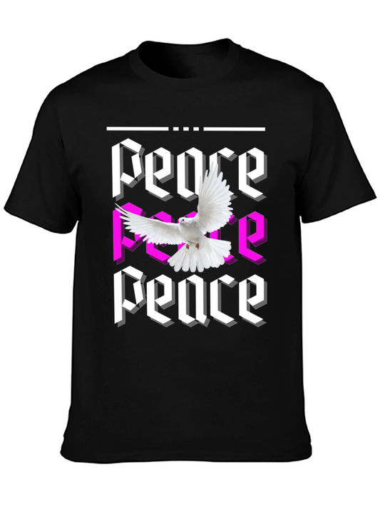 Peace Dove Graphic Print Black T-Shirt