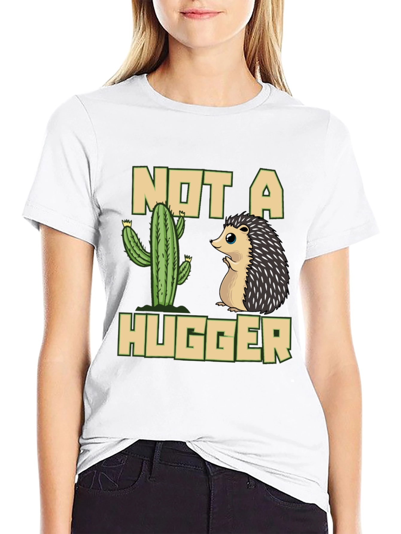 Not a Hugger T-Shirt - Cactus & Hedgehog Design