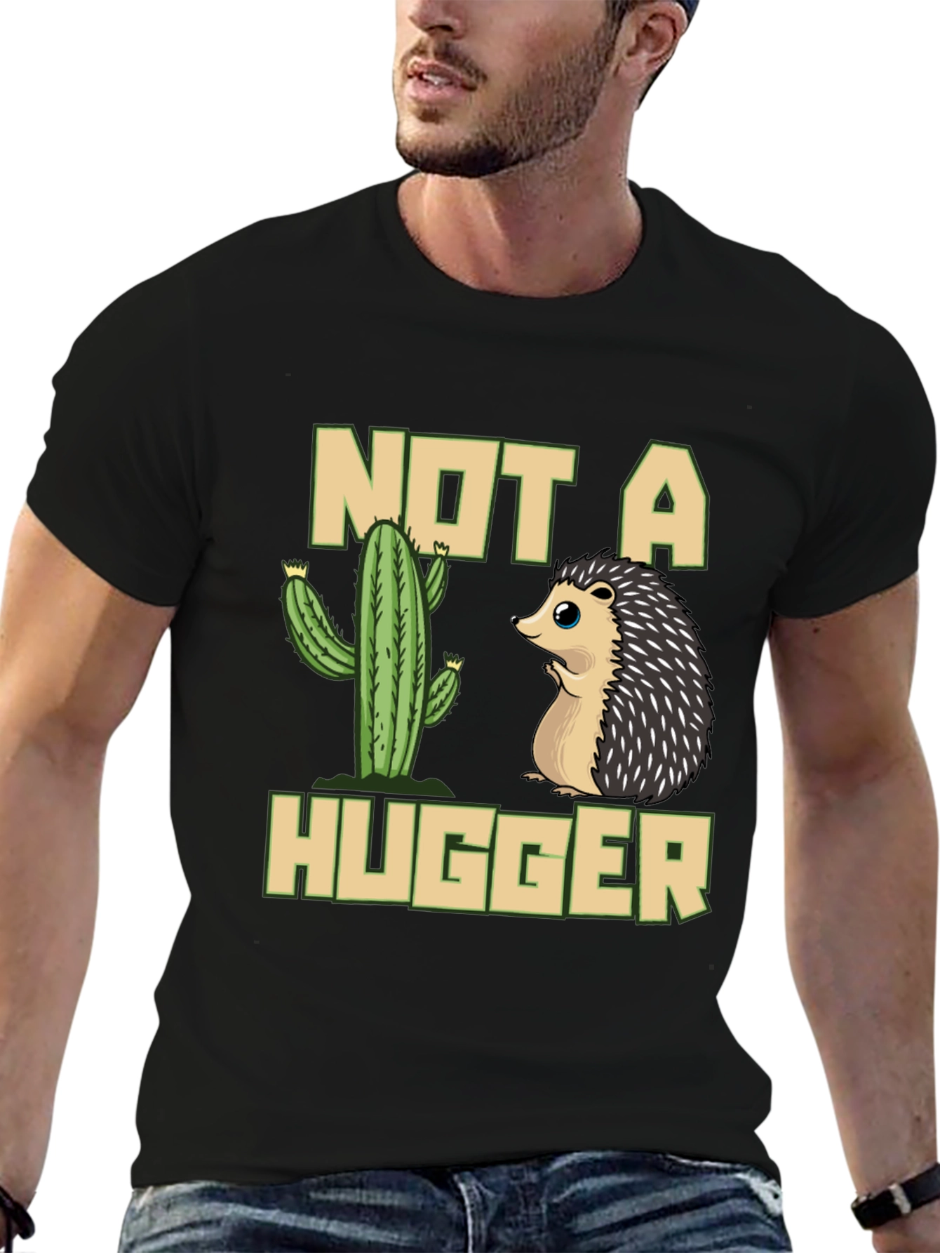 Not a Hugger T-Shirt - Cactus & Hedgehog Design