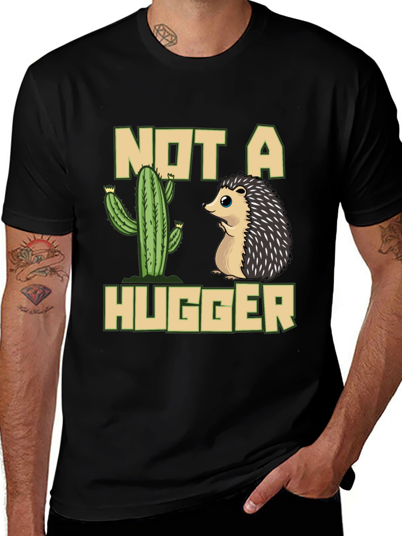 Not a Hugger T-Shirt - Cactus & Hedgehog Design