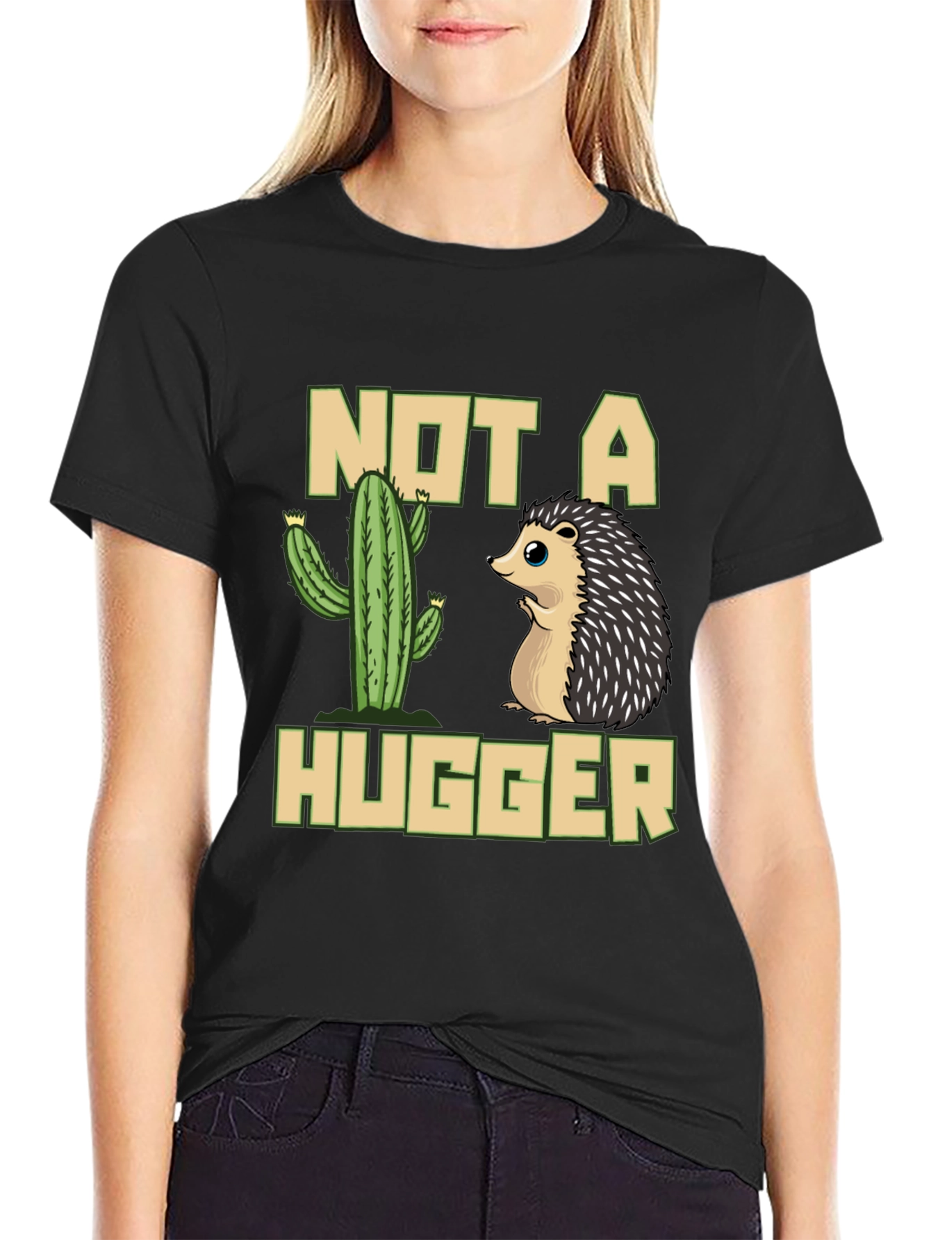 Not a Hugger T-Shirt - Cactus & Hedgehog Design