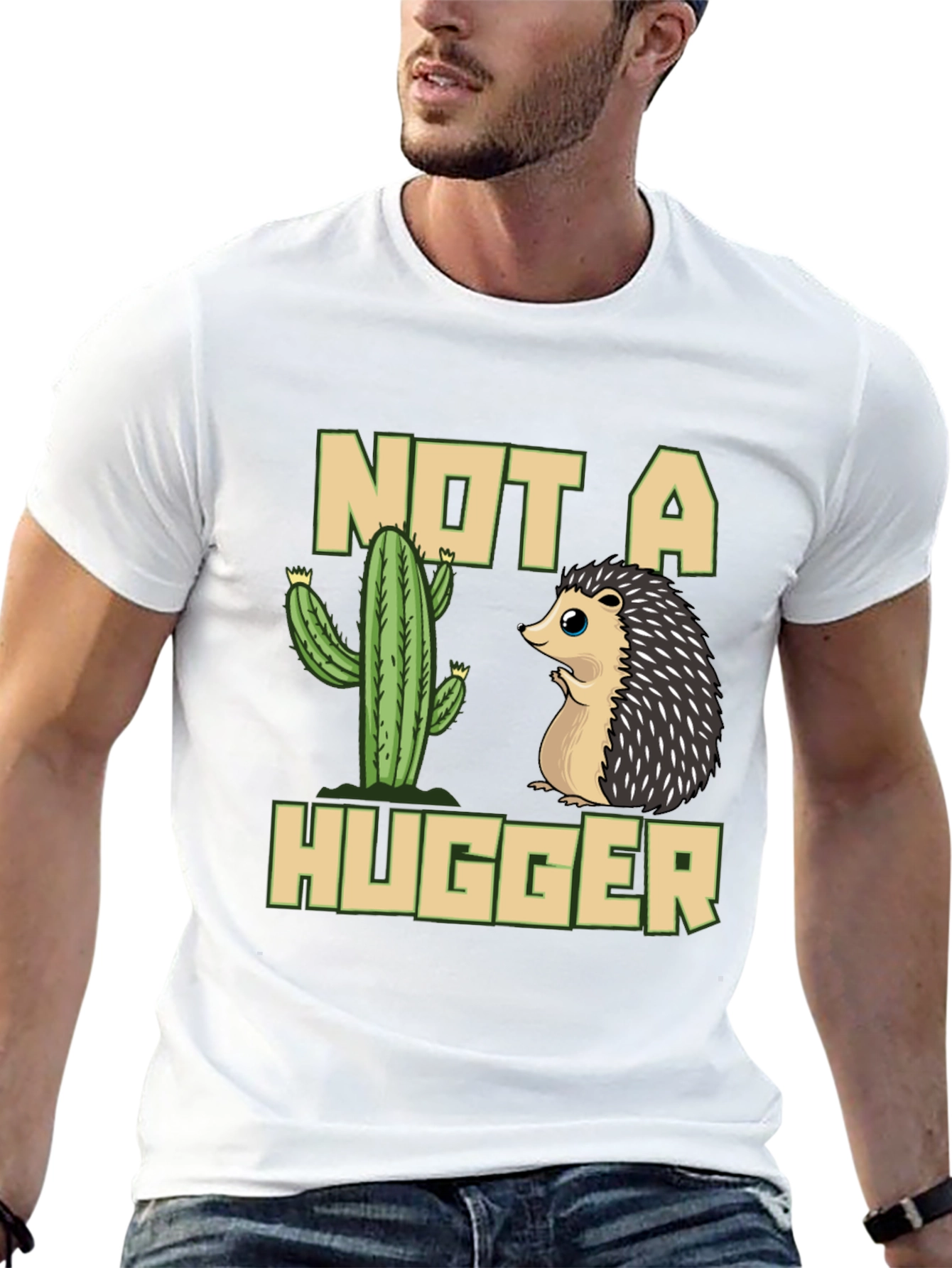 Not a Hugger T-Shirt - Cactus & Hedgehog Design