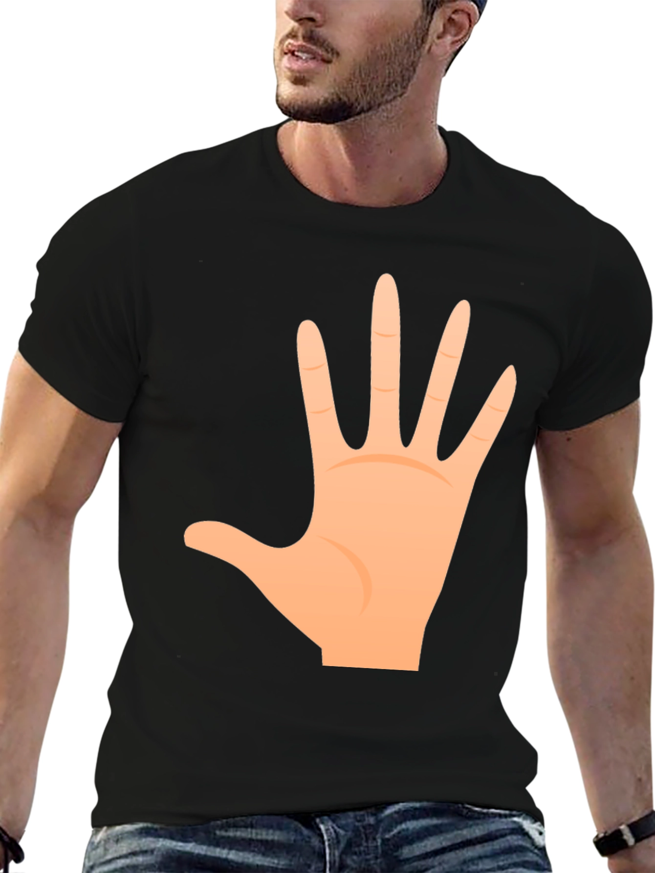 Open Hand Graphic Tee - Casual Black T-Shirt