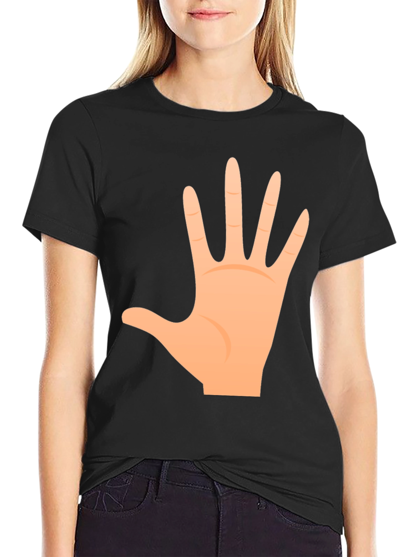 Open Hand Graphic Tee - Casual Black T-Shirt