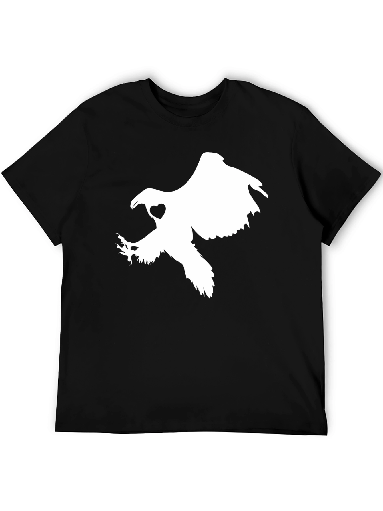 Black T-shirt with White Eagle Heart Graphic