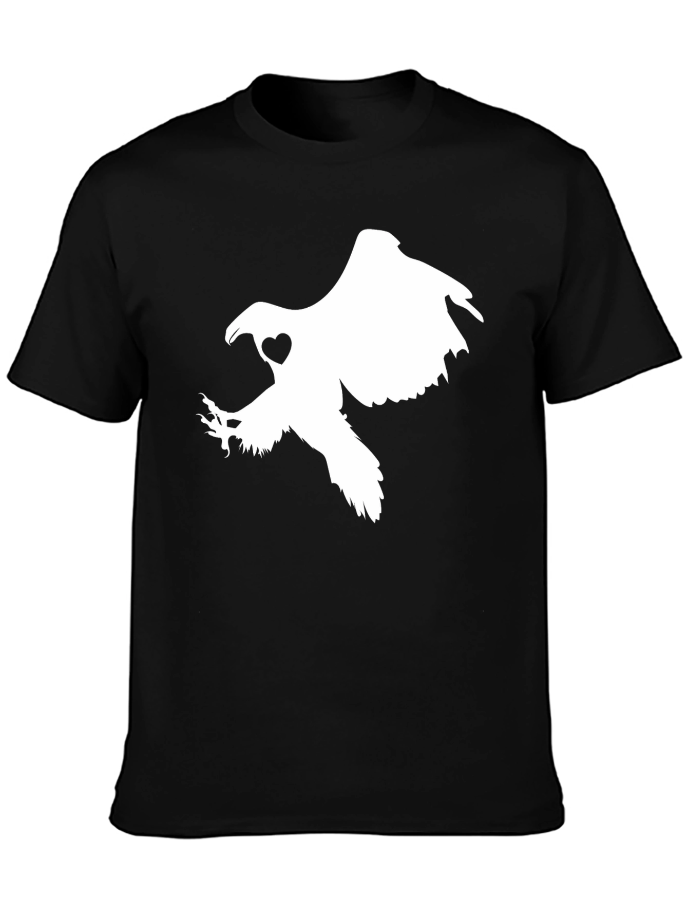 Black T-shirt with White Eagle Heart Graphic
