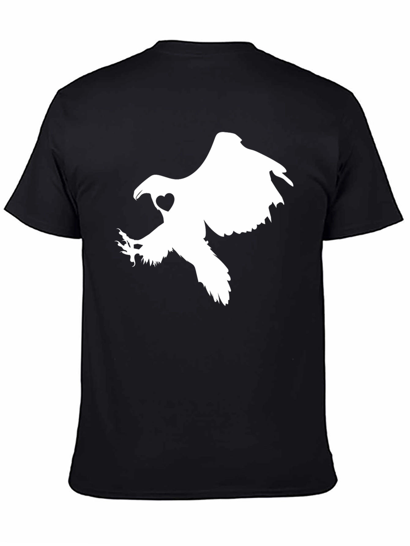 Black T-shirt with White Eagle Heart Graphic