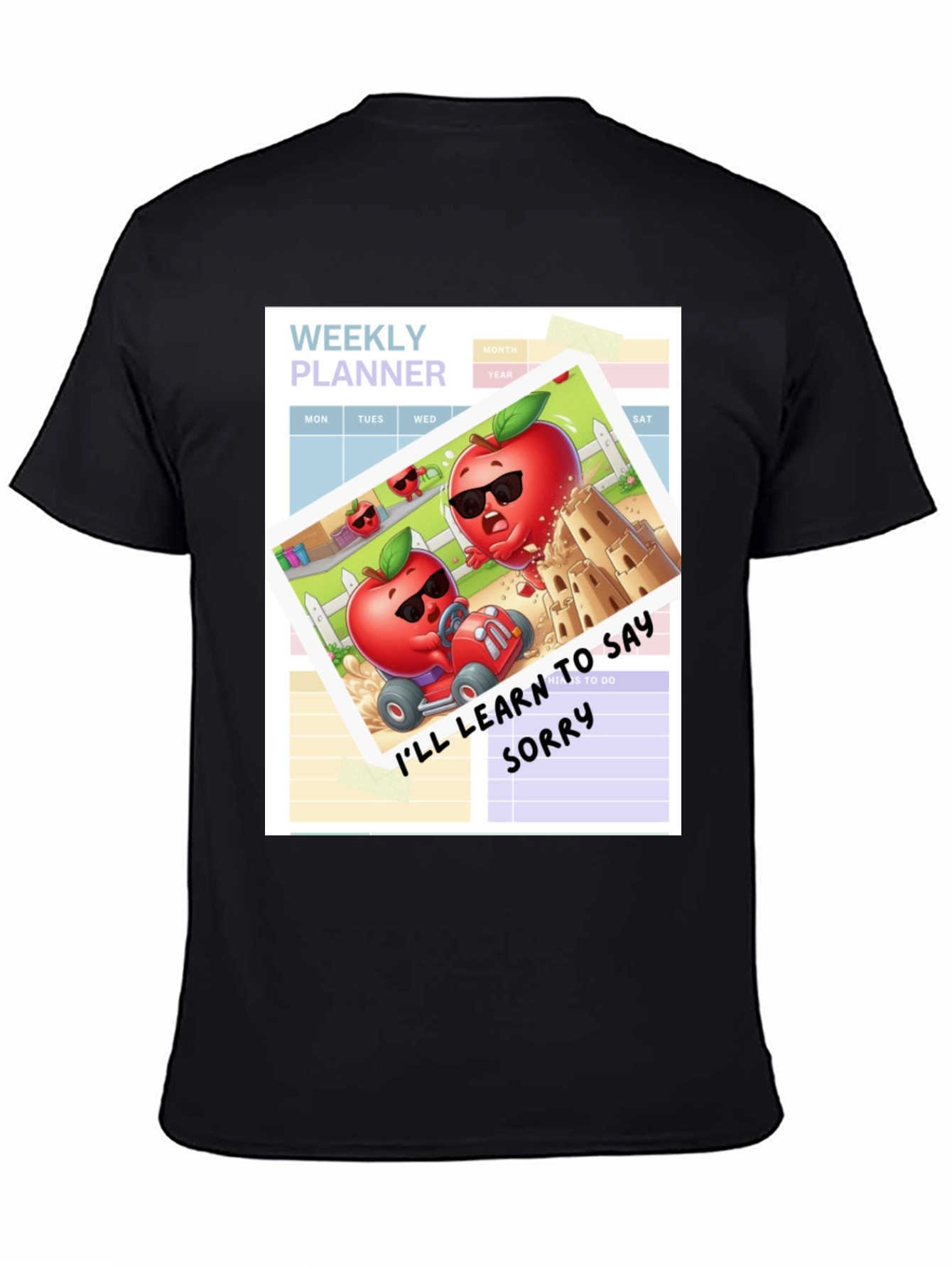 Funny Apple Cartoon Weekly Planner T-Shirt