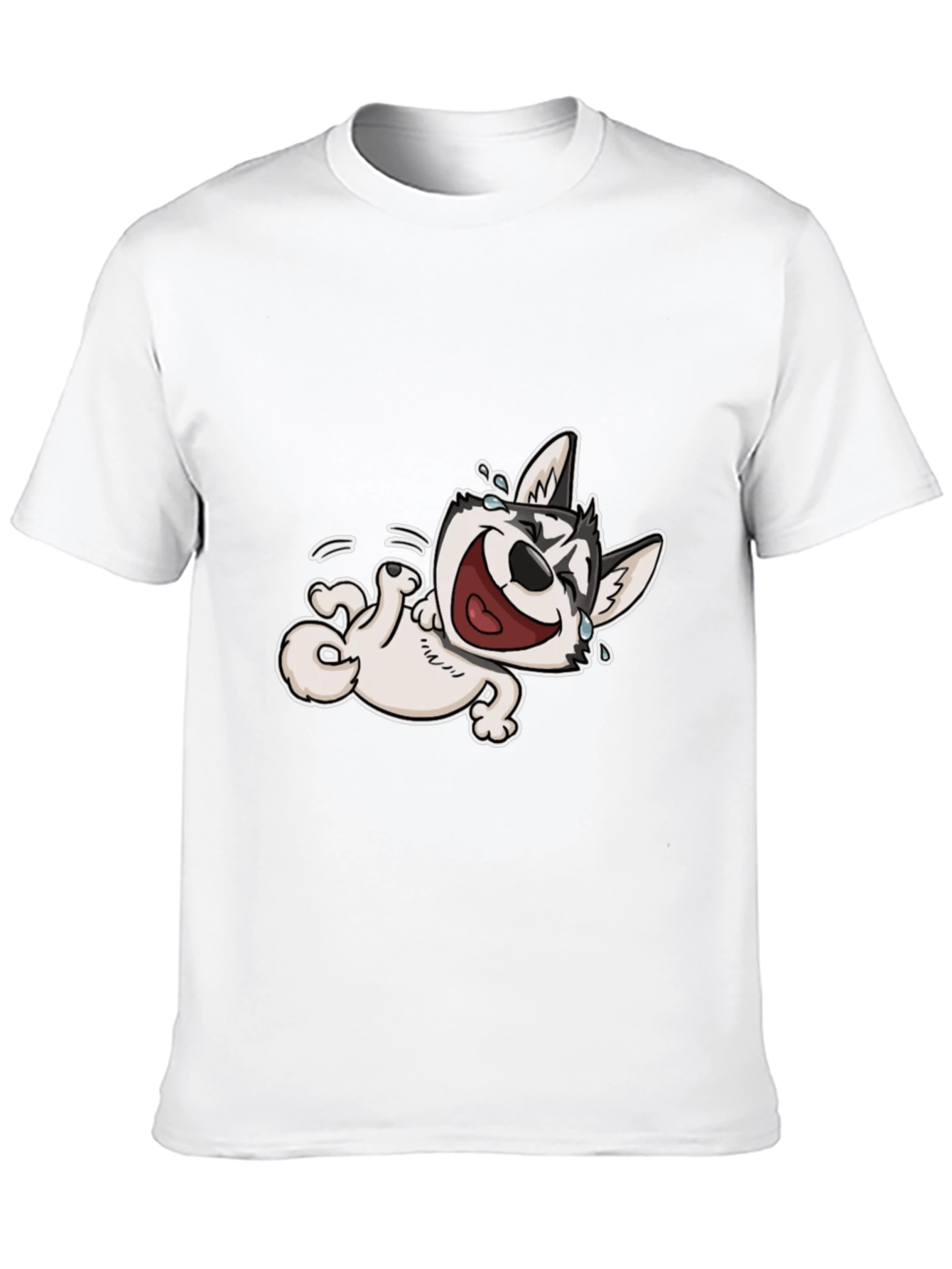 Laughing Husky T-Shirt - Black Cotton Tee