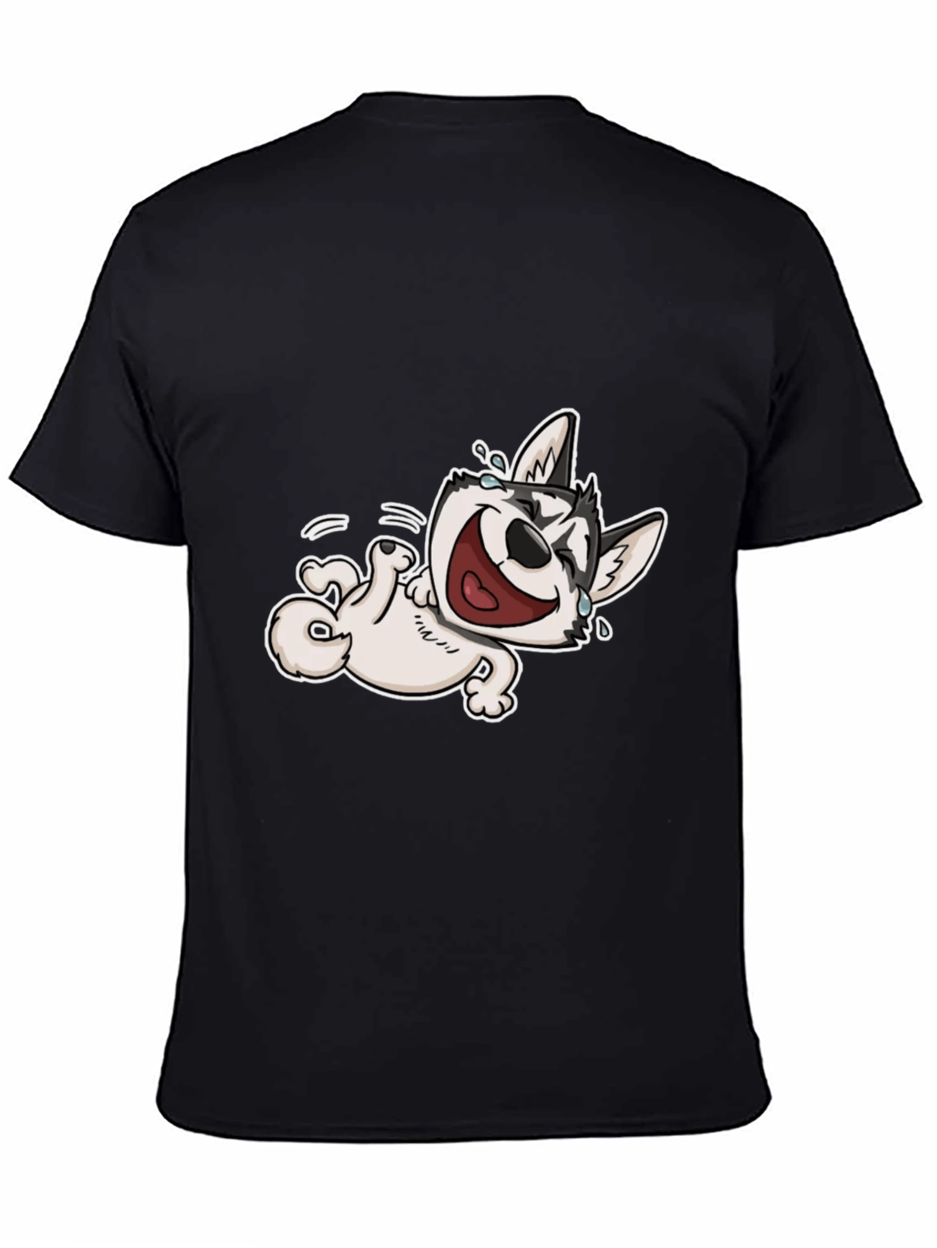 Laughing Husky T-Shirt - Black Cotton Tee