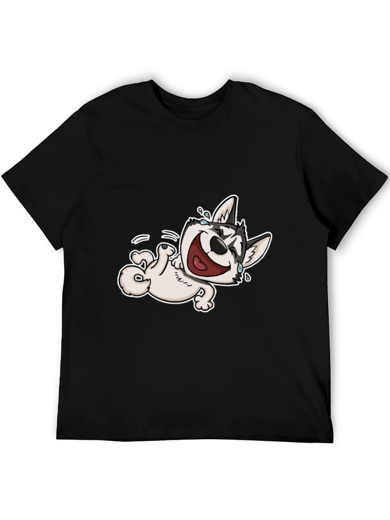 Laughing Husky T-Shirt - Black Cotton Tee