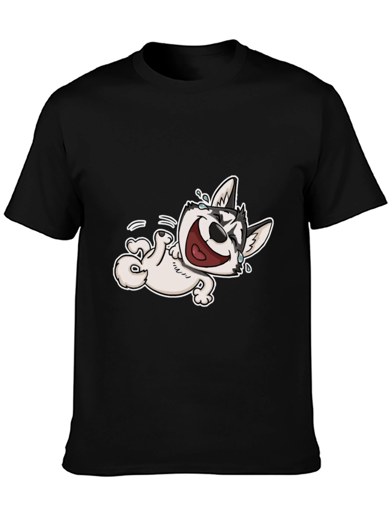 Laughing Husky T-Shirt - Black Cotton Tee
