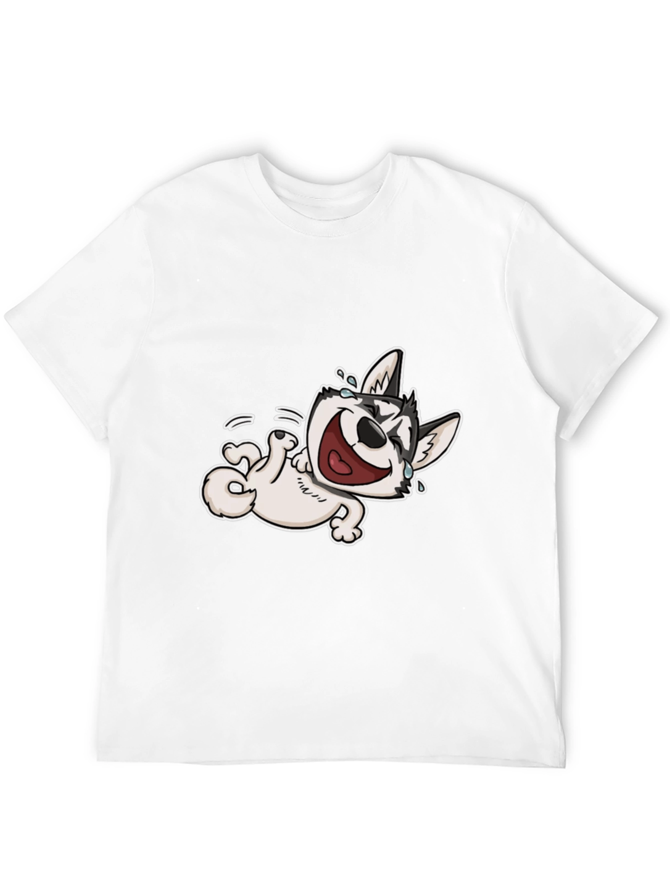 Laughing Husky T-Shirt - Black Cotton Tee