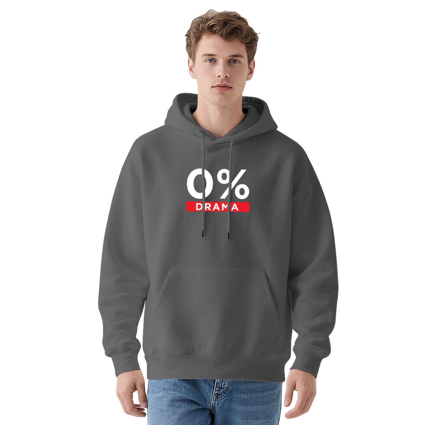 Zero Percent Drama Minimal Graphic Unisex Hoodie, Soft Cozy Daily Wear
