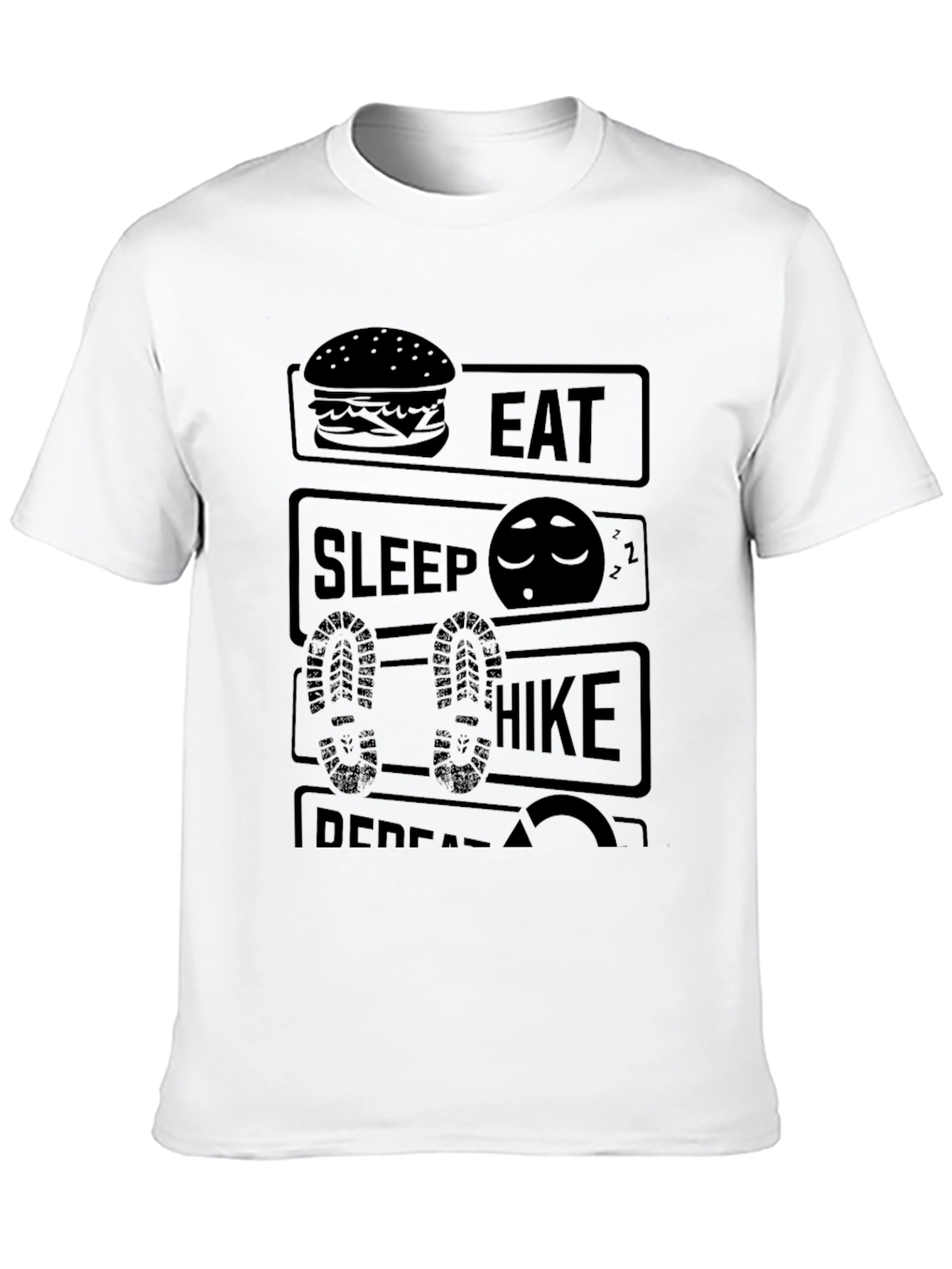 Eat Sleep Hike Repeat Black Graphic Tee