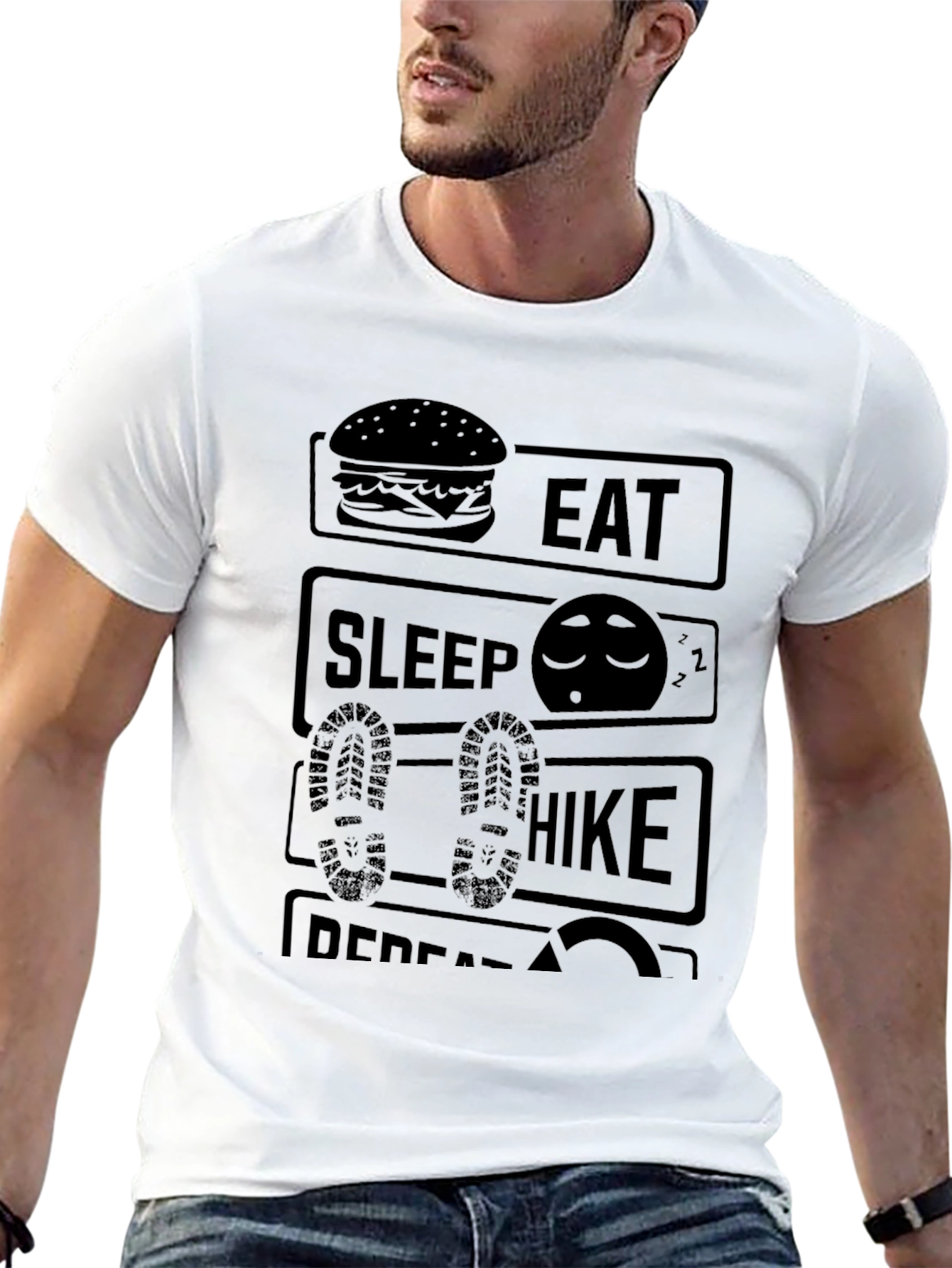 Eat Sleep Hike Repeat Black Graphic Tee