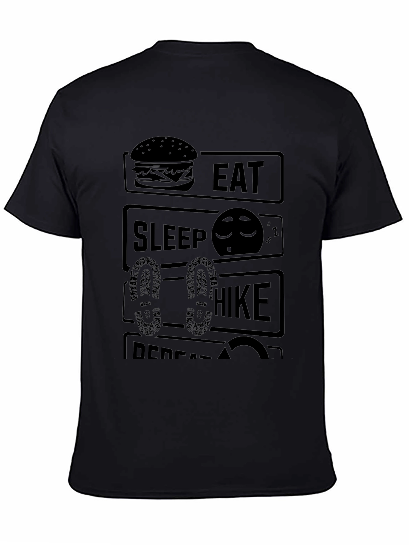 Eat Sleep Hike Repeat Black Graphic Tee