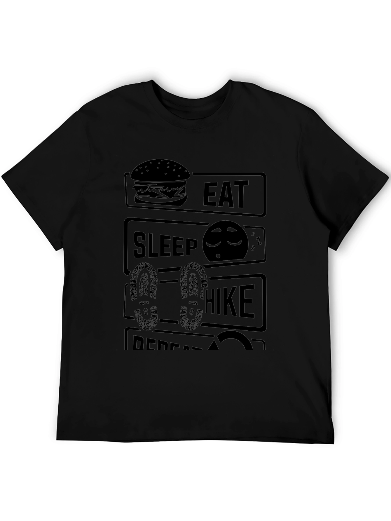 Eat Sleep Hike Repeat Black Graphic Tee