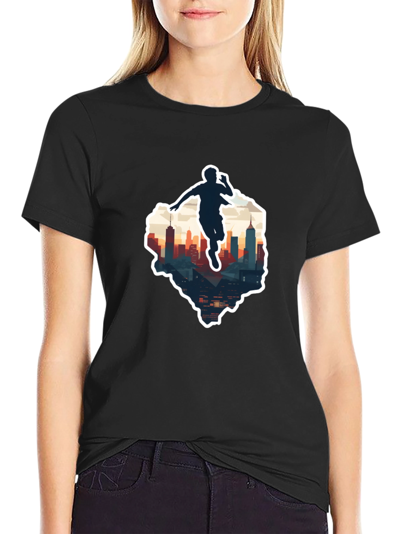 Urban Runner Graphic Tee - Cool Cityscape Design