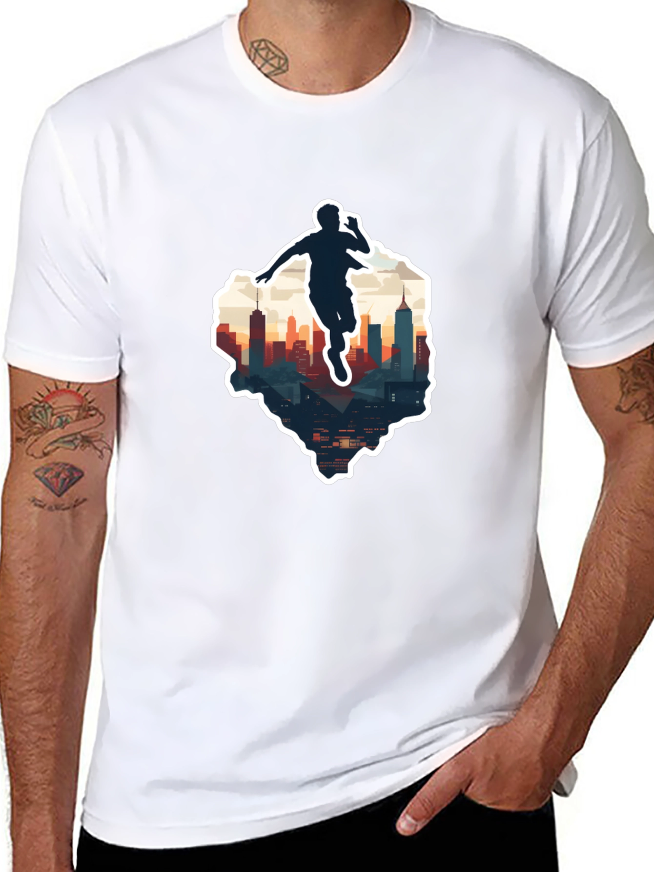Urban Runner Graphic Tee - Cool Cityscape Design