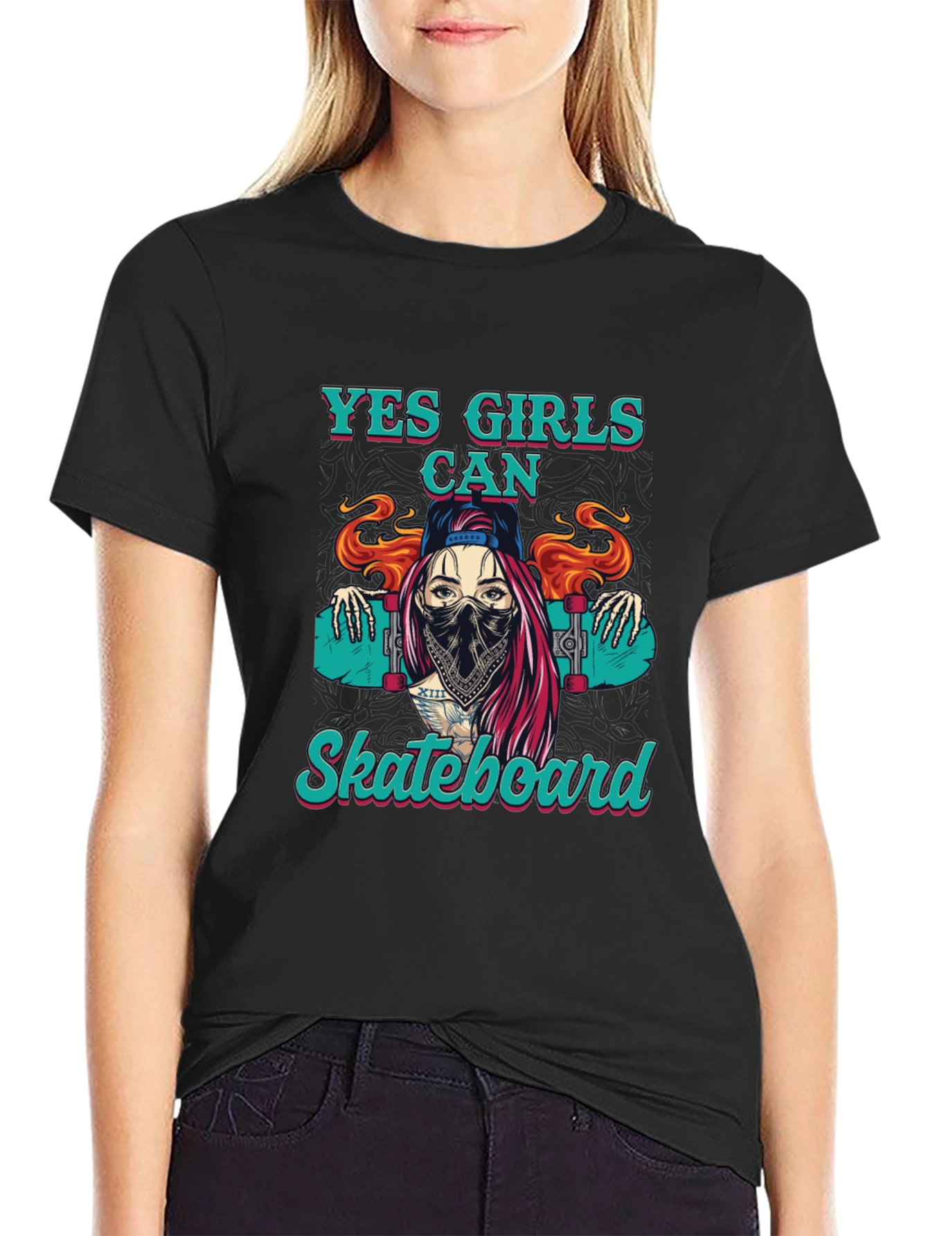 Yes Girls Can Skateboard Graphic Tee
