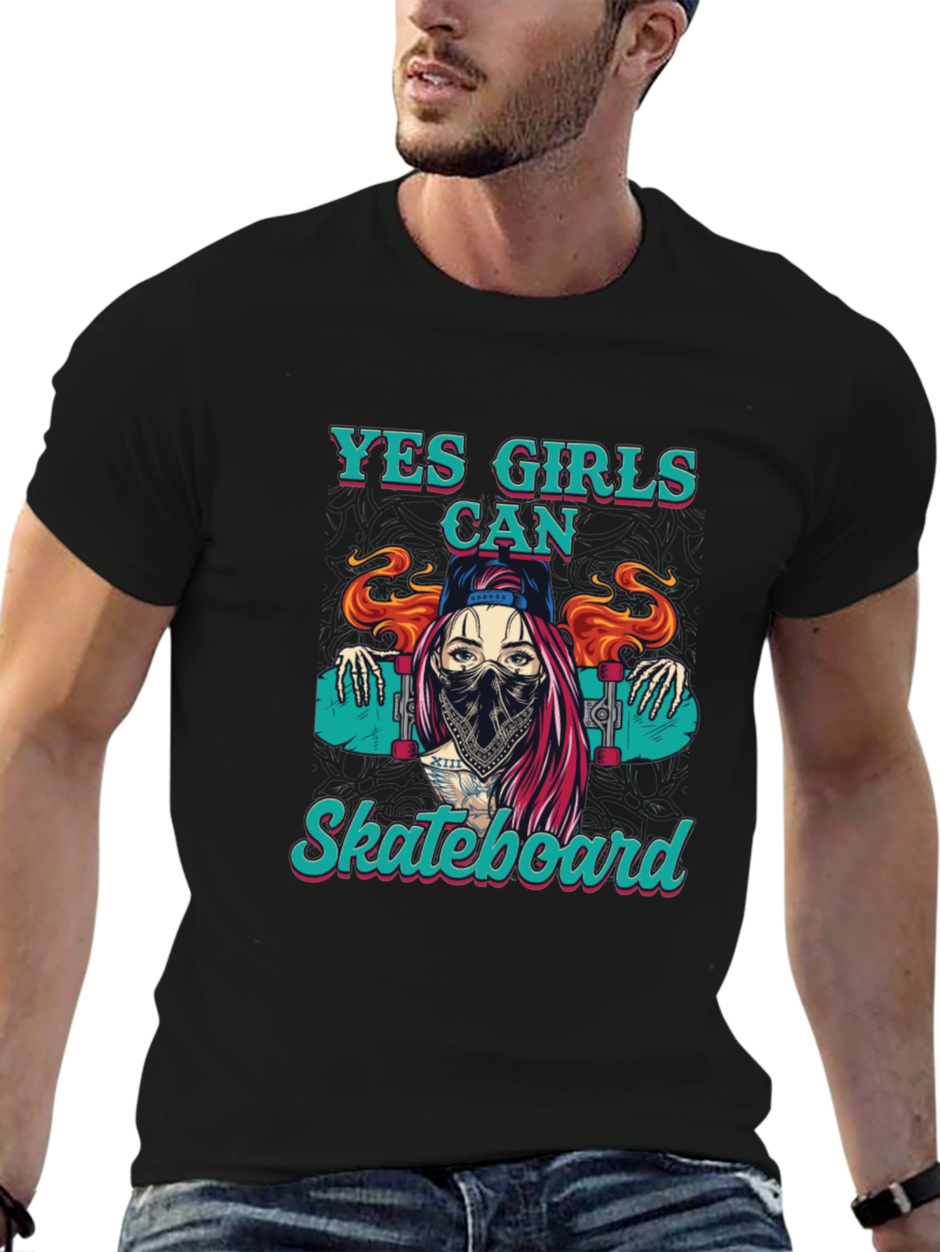 Yes Girls Can Skateboard Graphic Tee