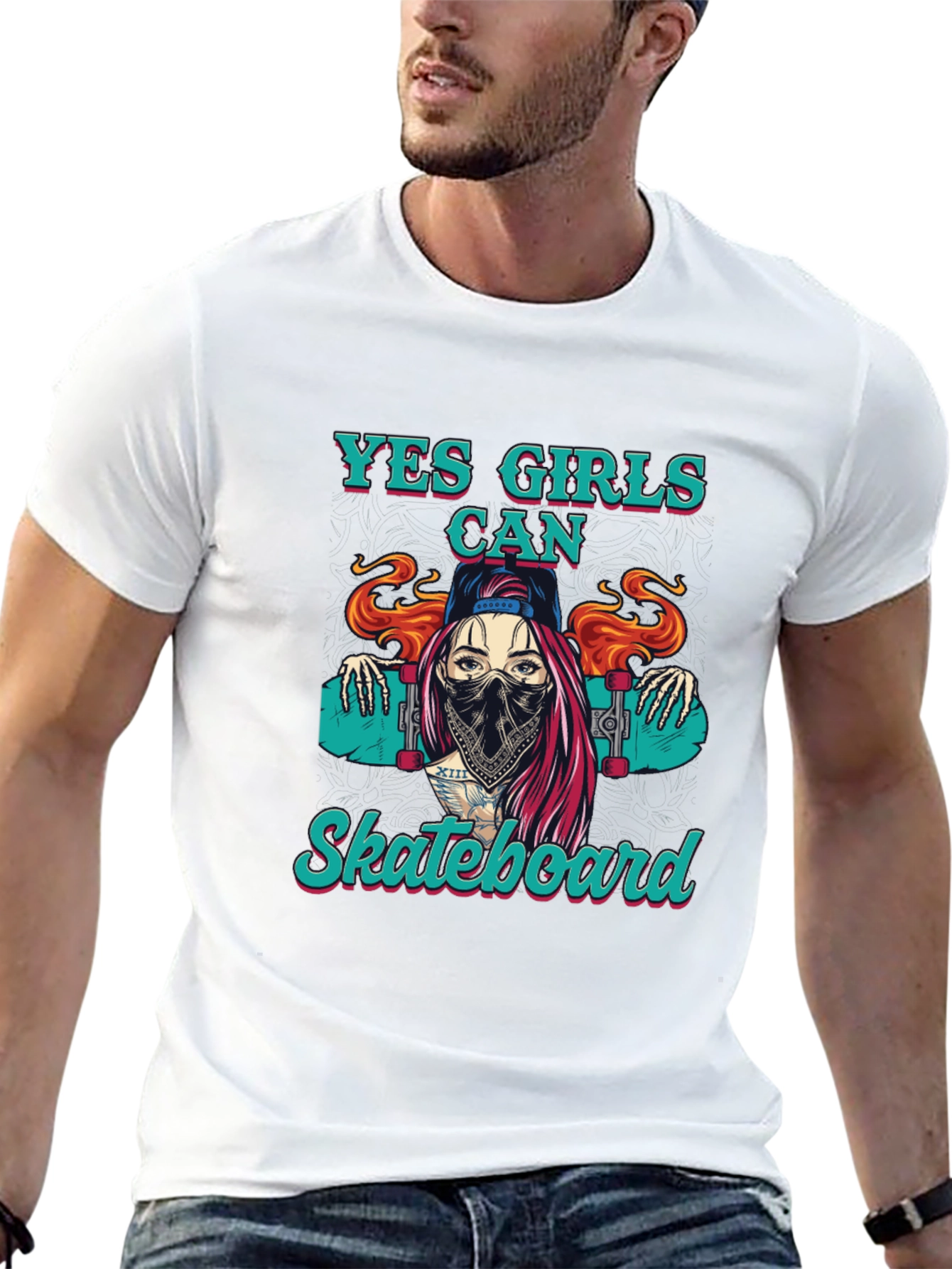 Yes Girls Can Skateboard Graphic Tee