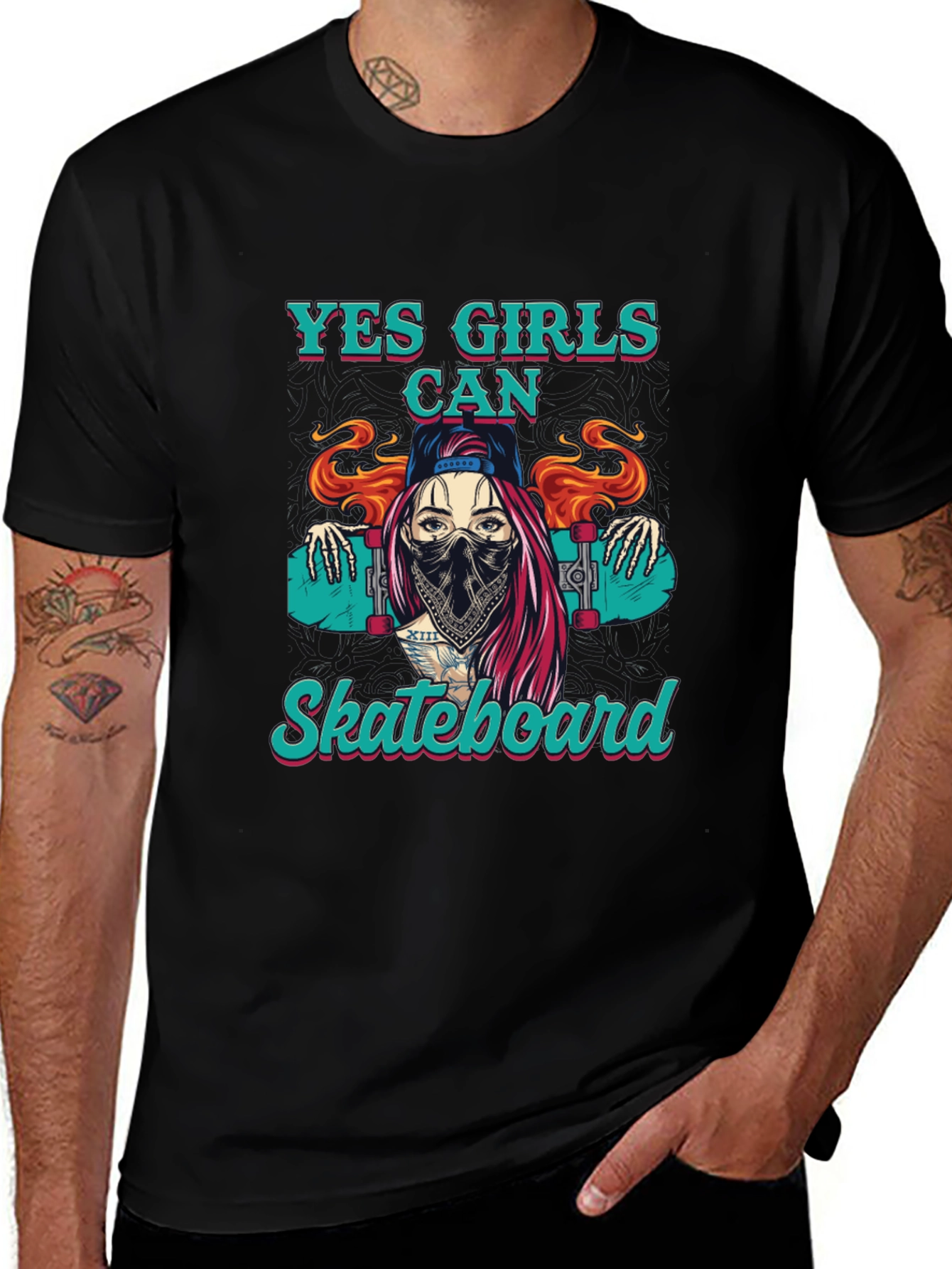 Yes Girls Can Skateboard Graphic Tee