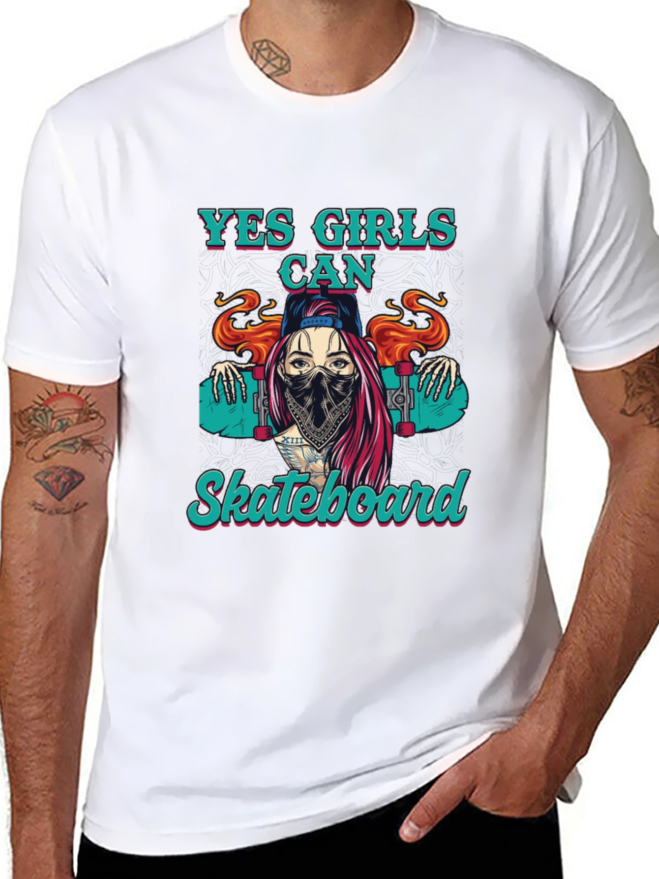 Yes Girls Can Skateboard Graphic Tee
