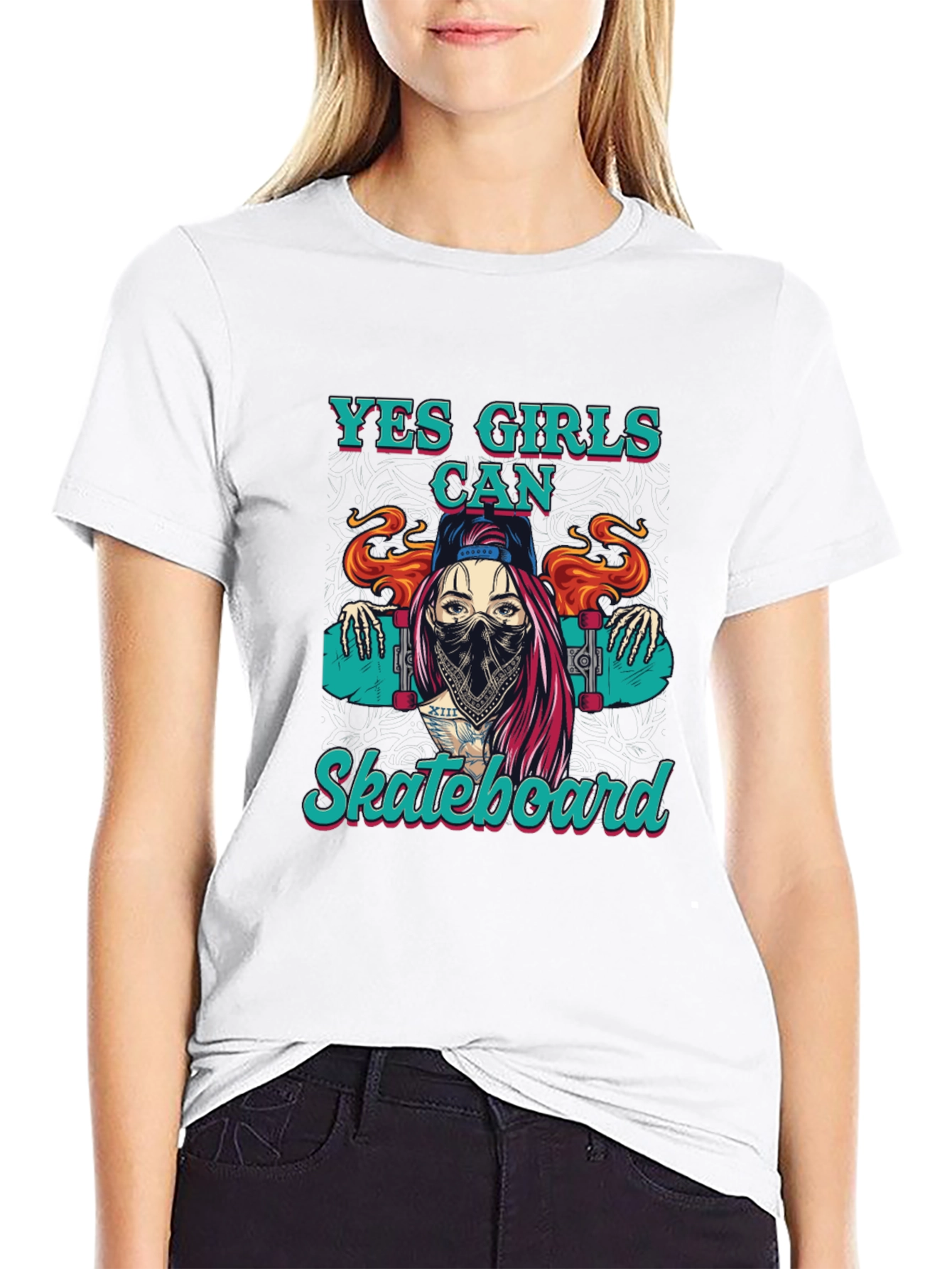 Yes Girls Can Skateboard Graphic Tee