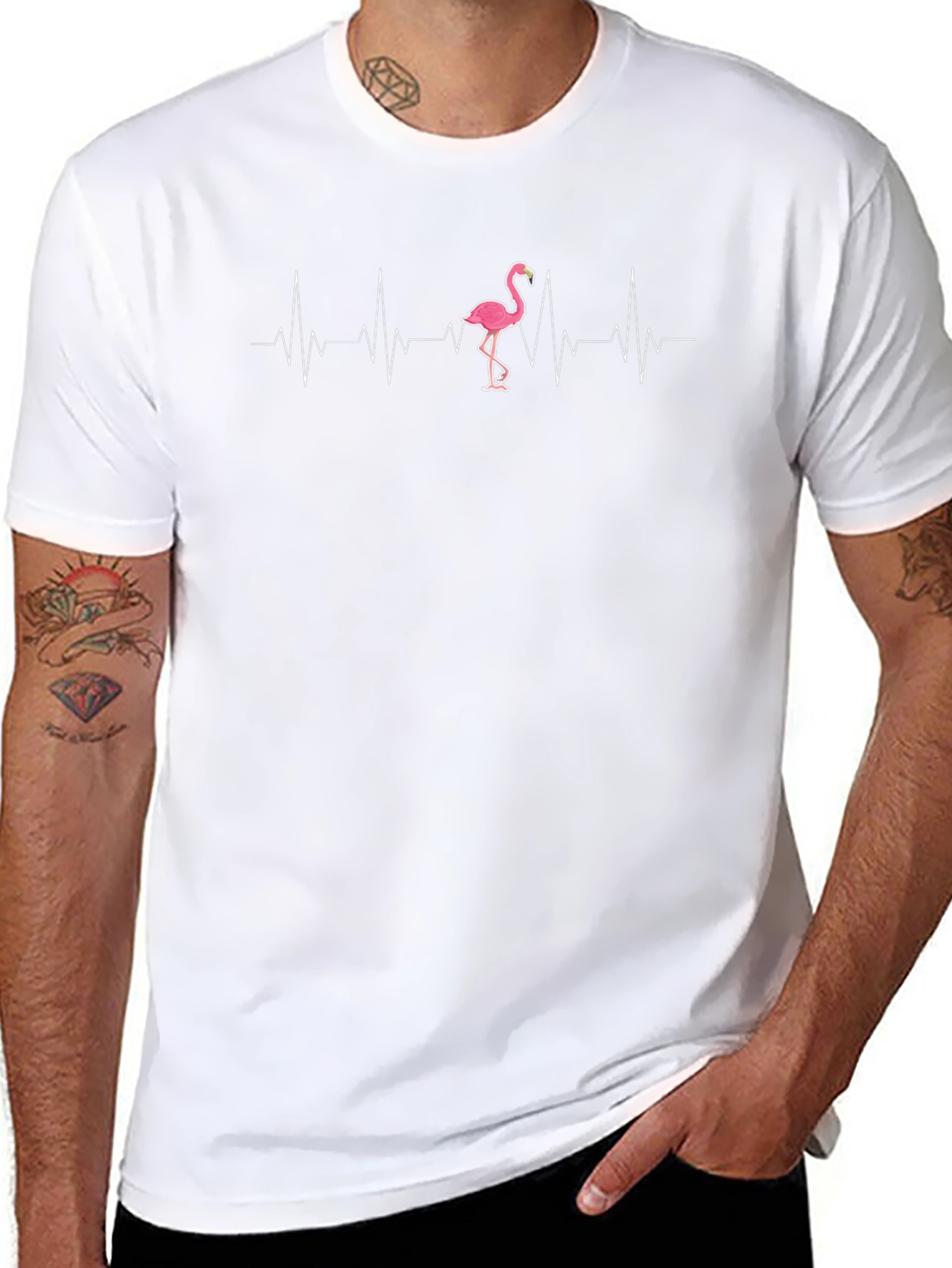 Flamingo Heartbeat T-Shirt - Novelty Tee