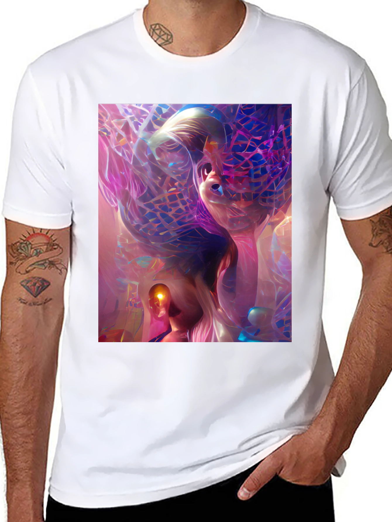 Abstract Art Print Black T-Shirt - Unique Graphic Tee