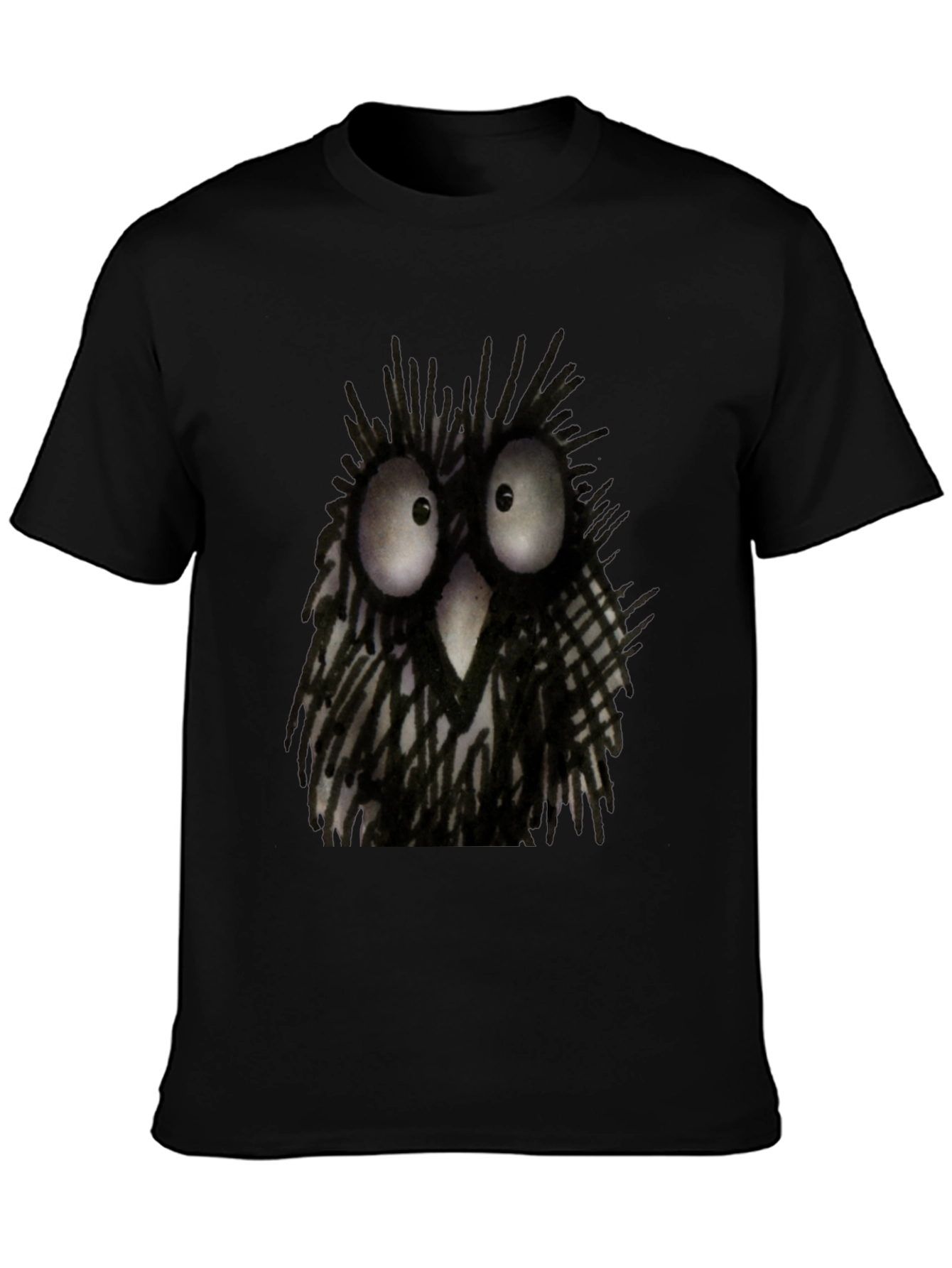 Whimsical Owl Graphic Tee - Black Unisex T-Shirt