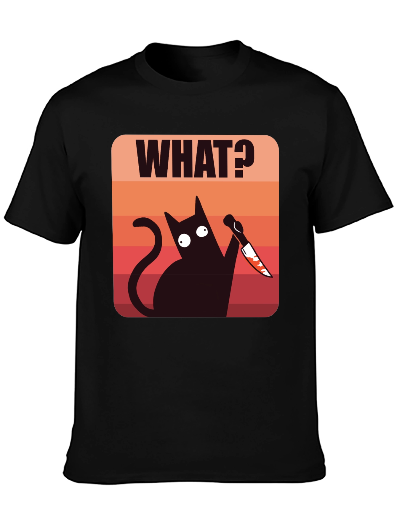 Funny Cat With Knife Mens T-Shirt