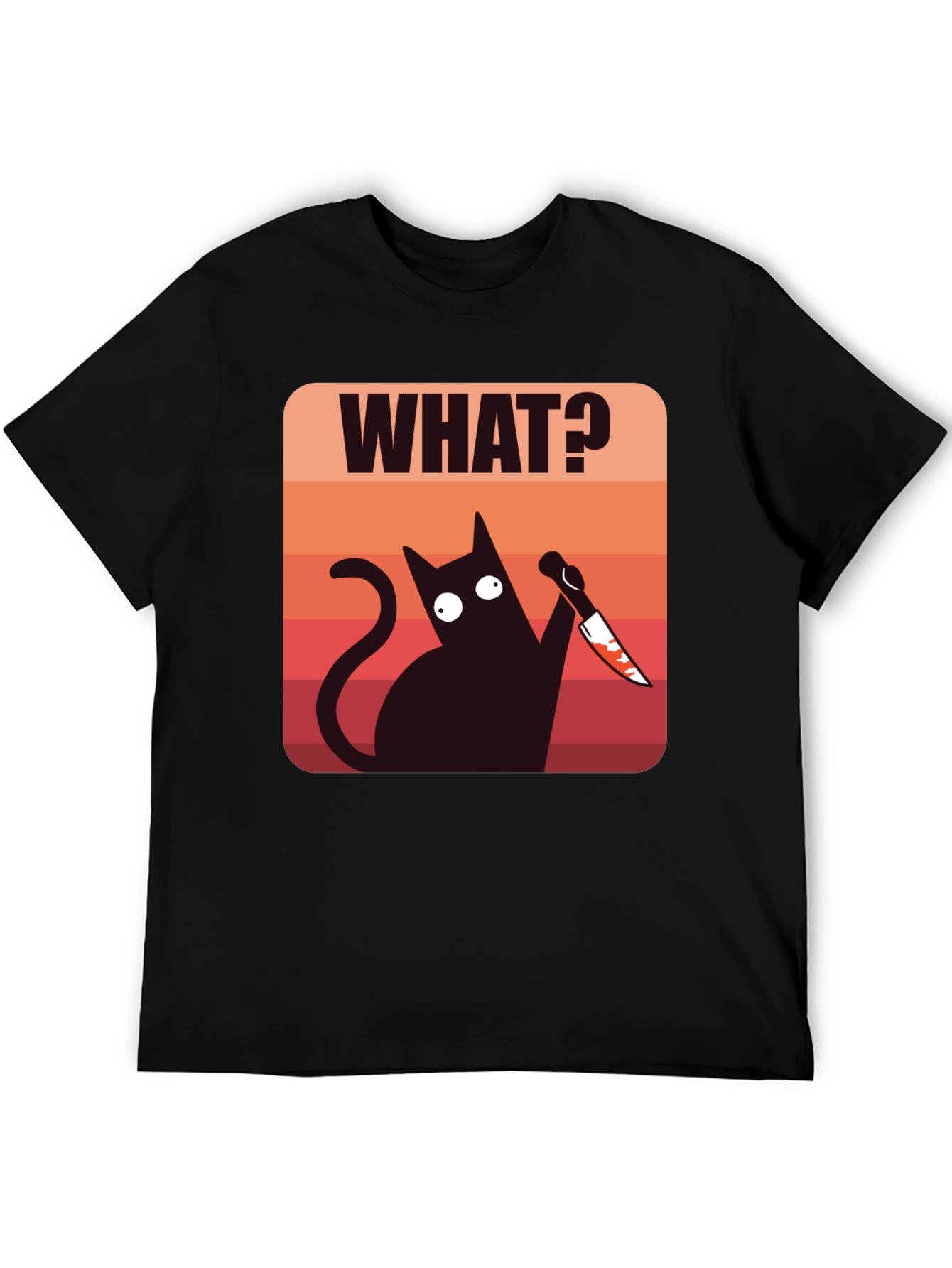 Funny Cat With Knife Mens T-Shirt