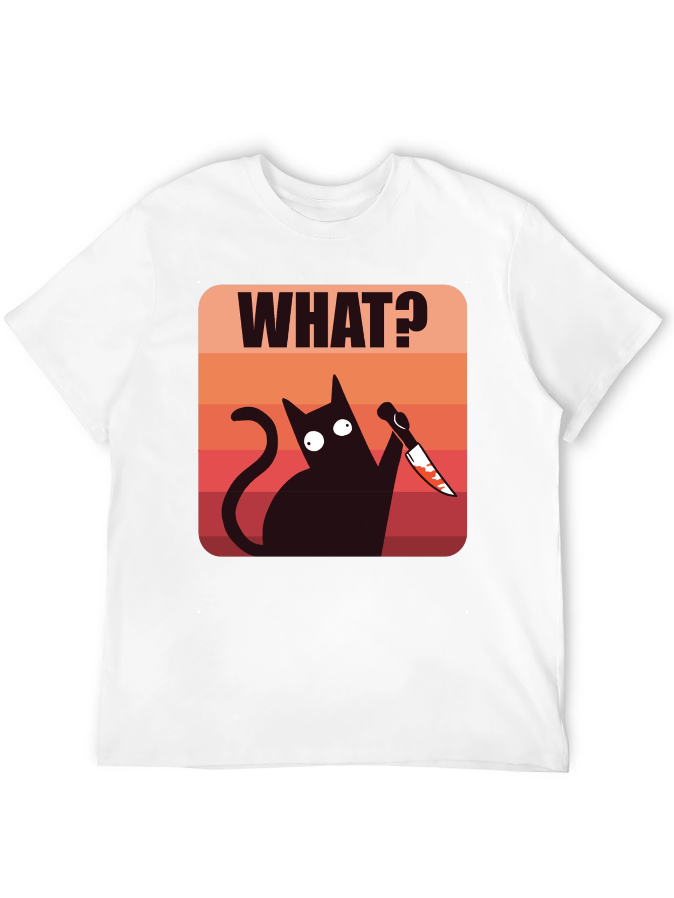 Funny Cat With Knife Mens T-Shirt