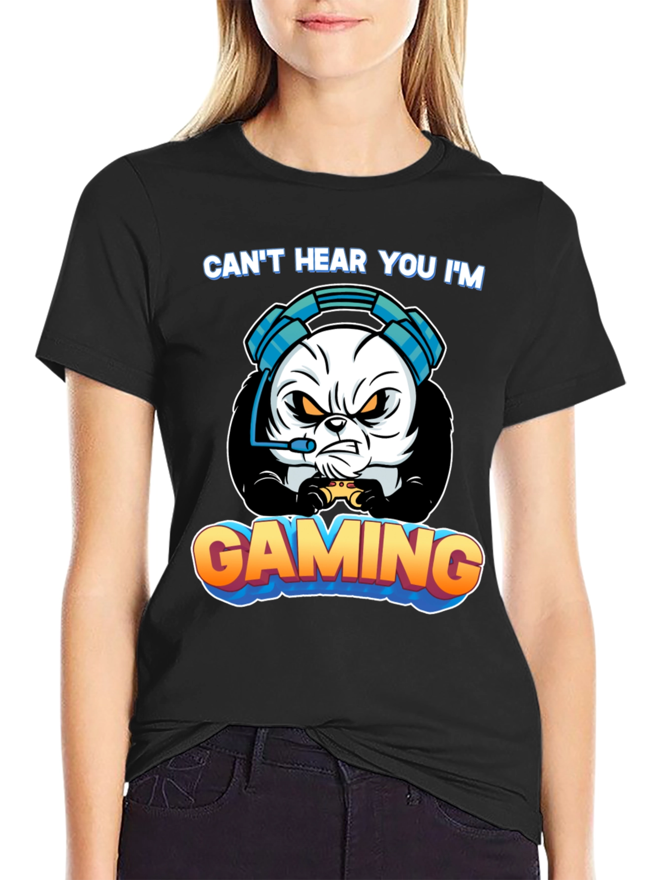 Gamer Panda T-Shirt - Cant Hear You Im Gaming!