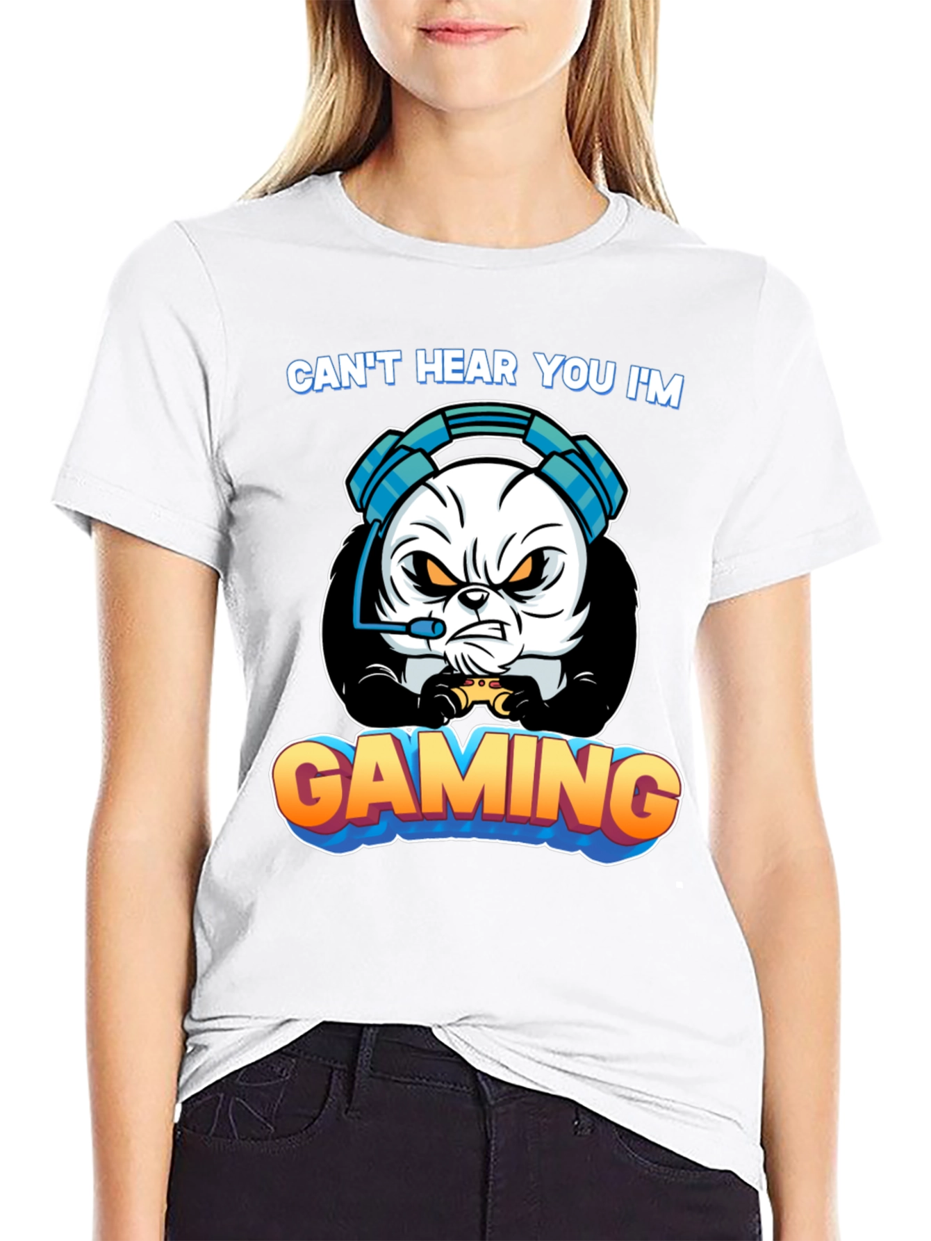 Gamer Panda T-Shirt - Cant Hear You Im Gaming!