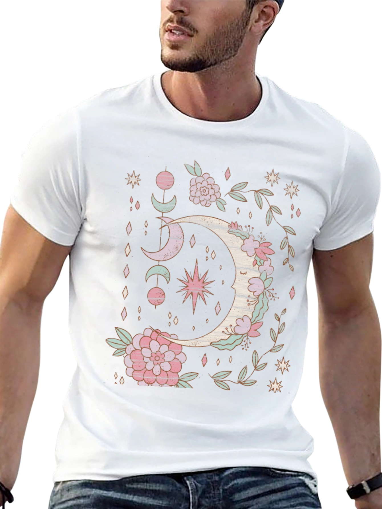 Boho Moon & Floral Graphic Tee