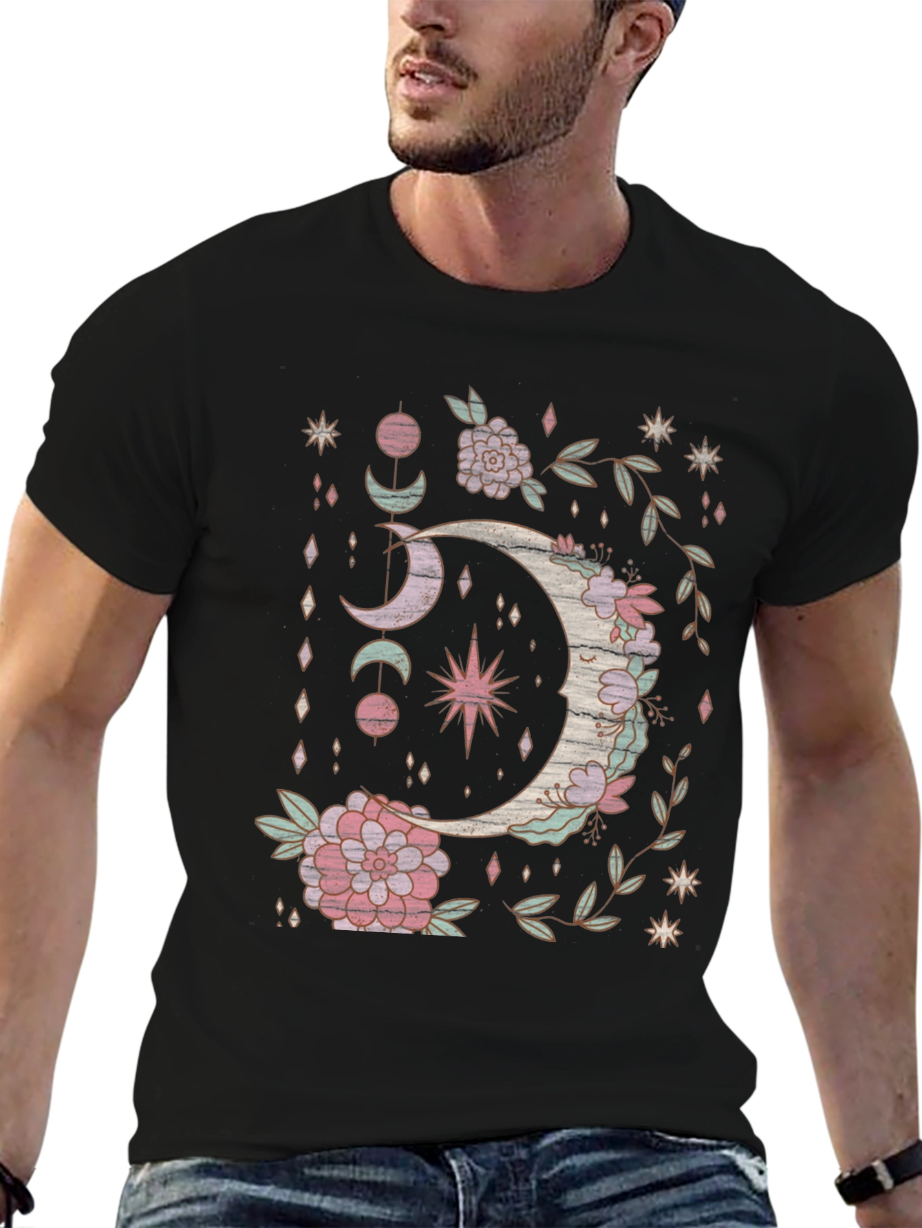Boho Moon & Floral Graphic Tee