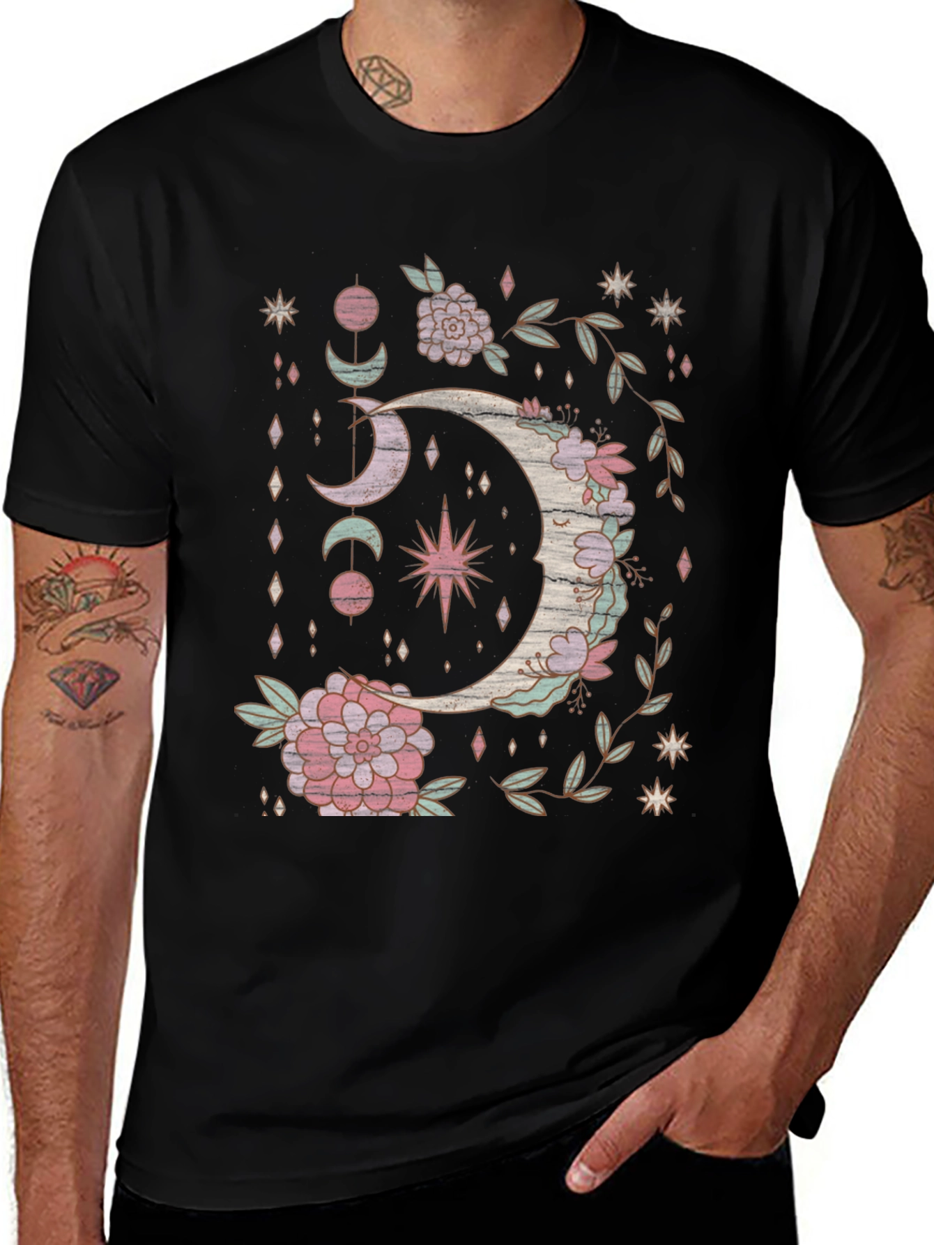 Boho Moon & Floral Graphic Tee